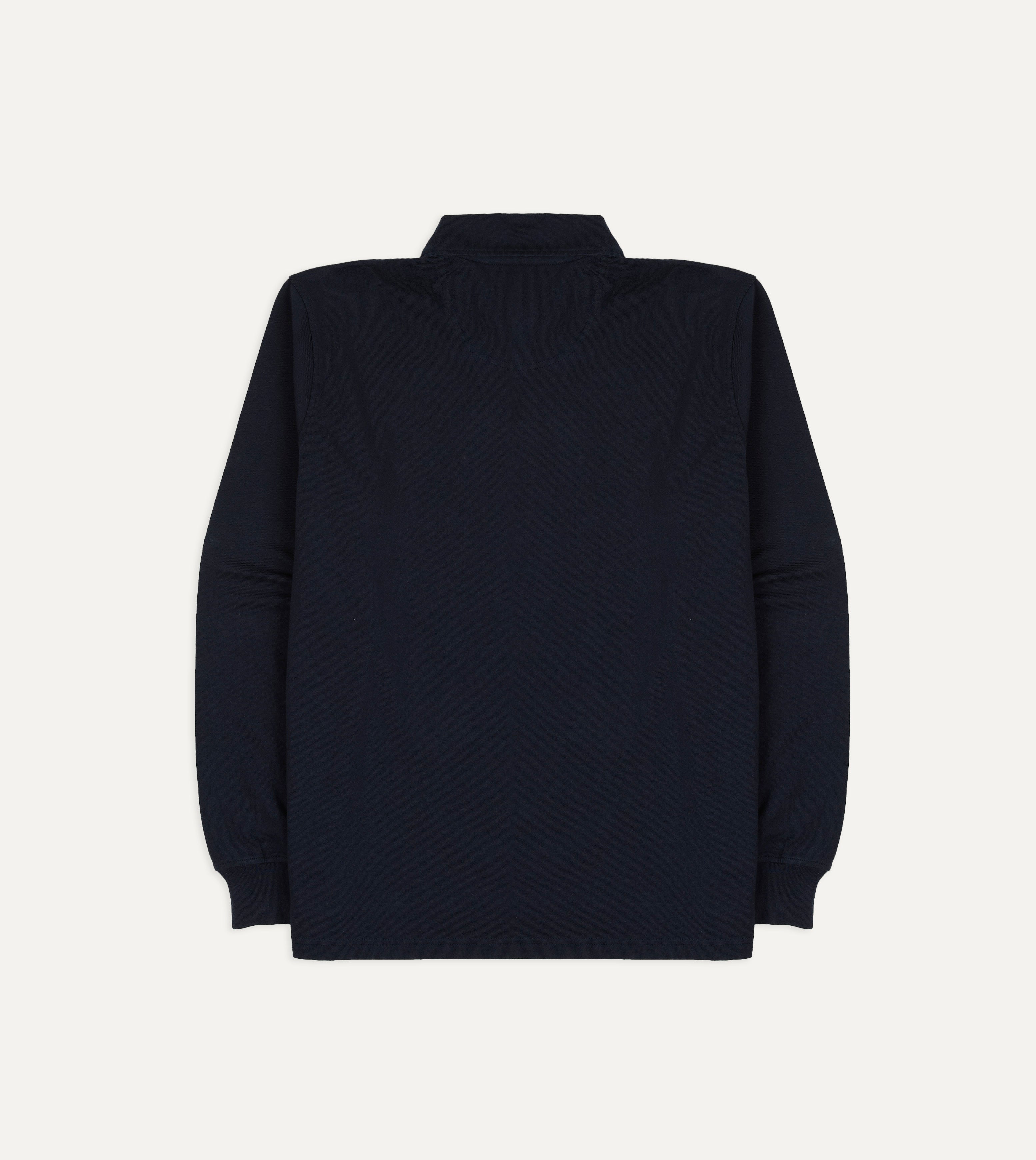 Navy Cotton Jersey Long-Sleeve Polo Shirt
