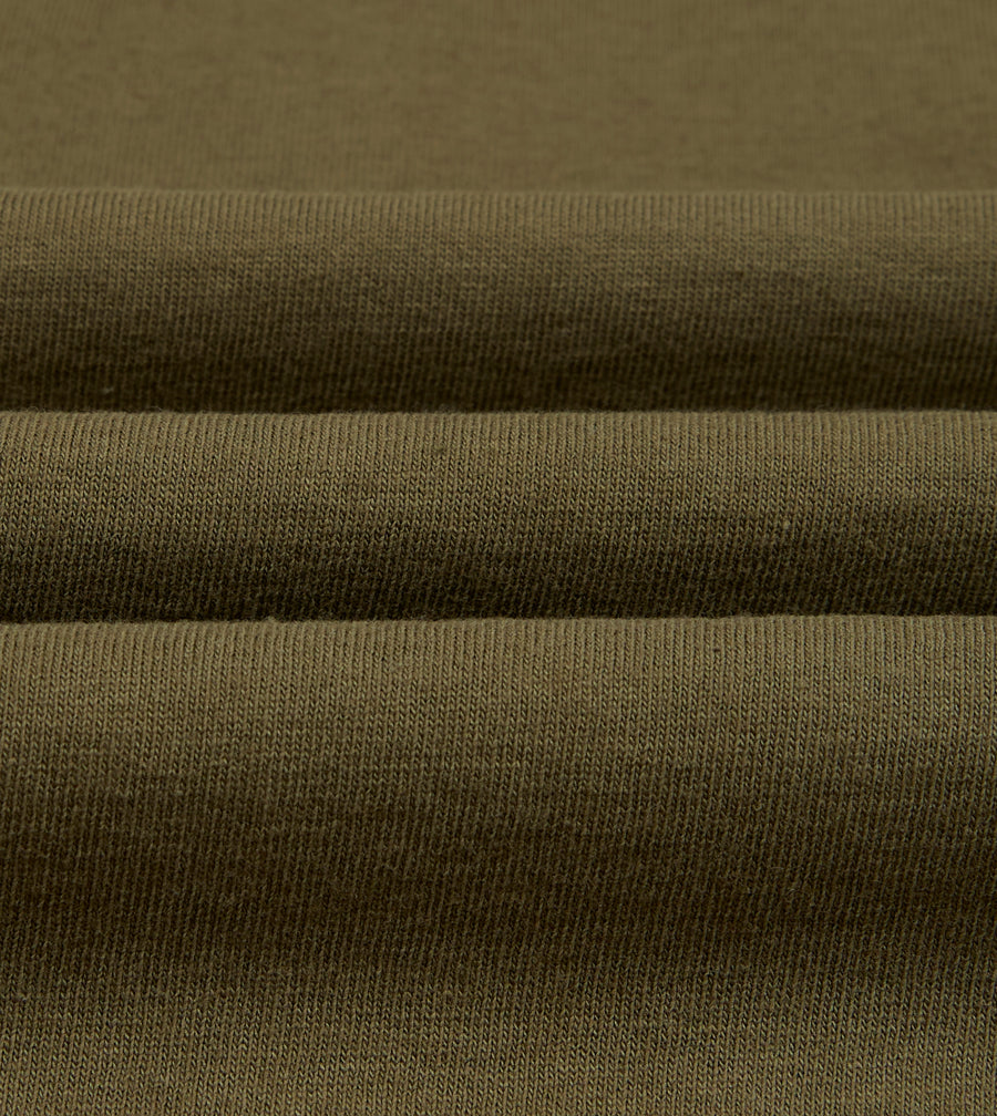 Olive Cotton Jersey Long-Sleeve Polo Shirt