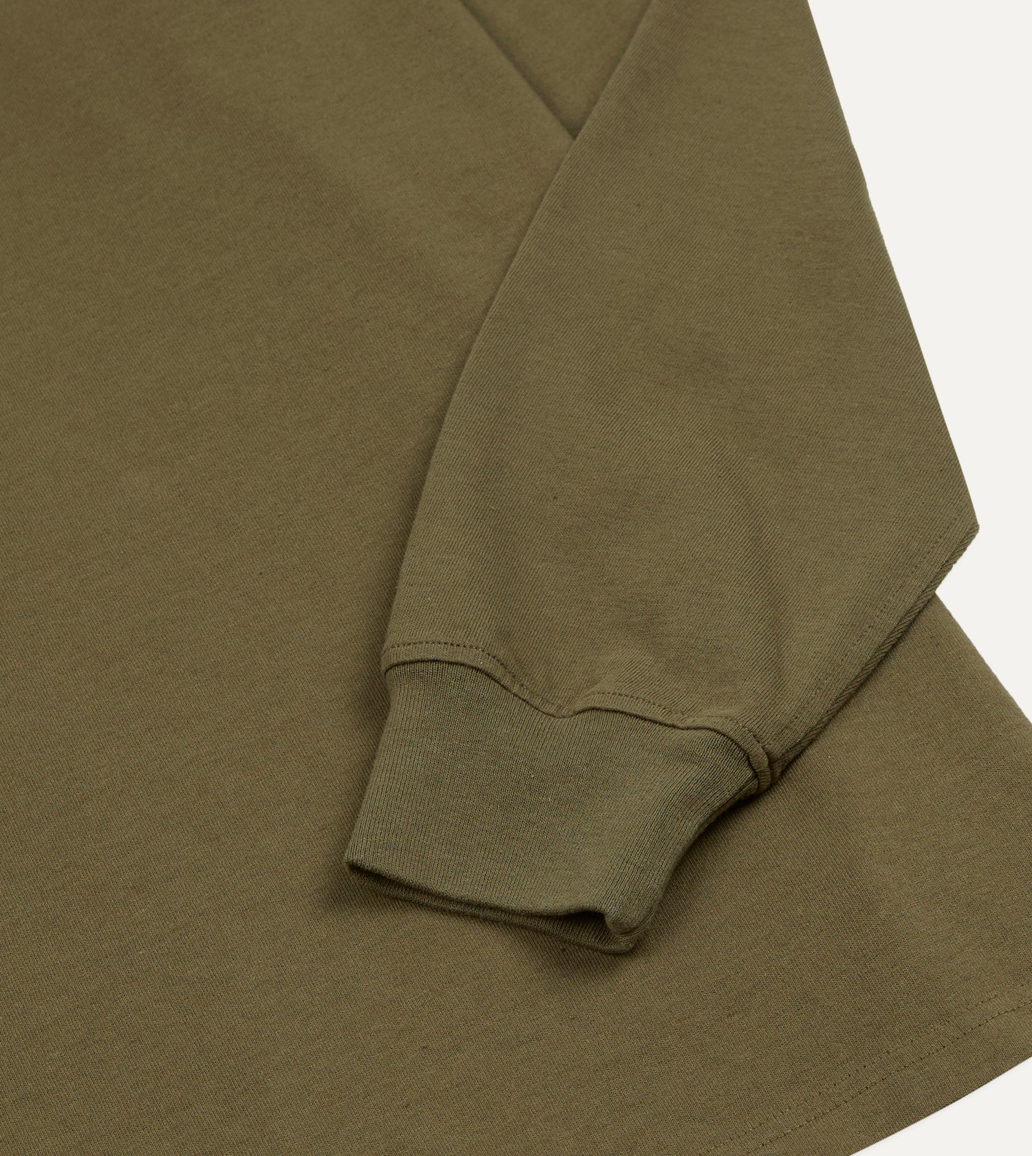 Olive Cotton Jersey Long-Sleeve Polo Shirt
