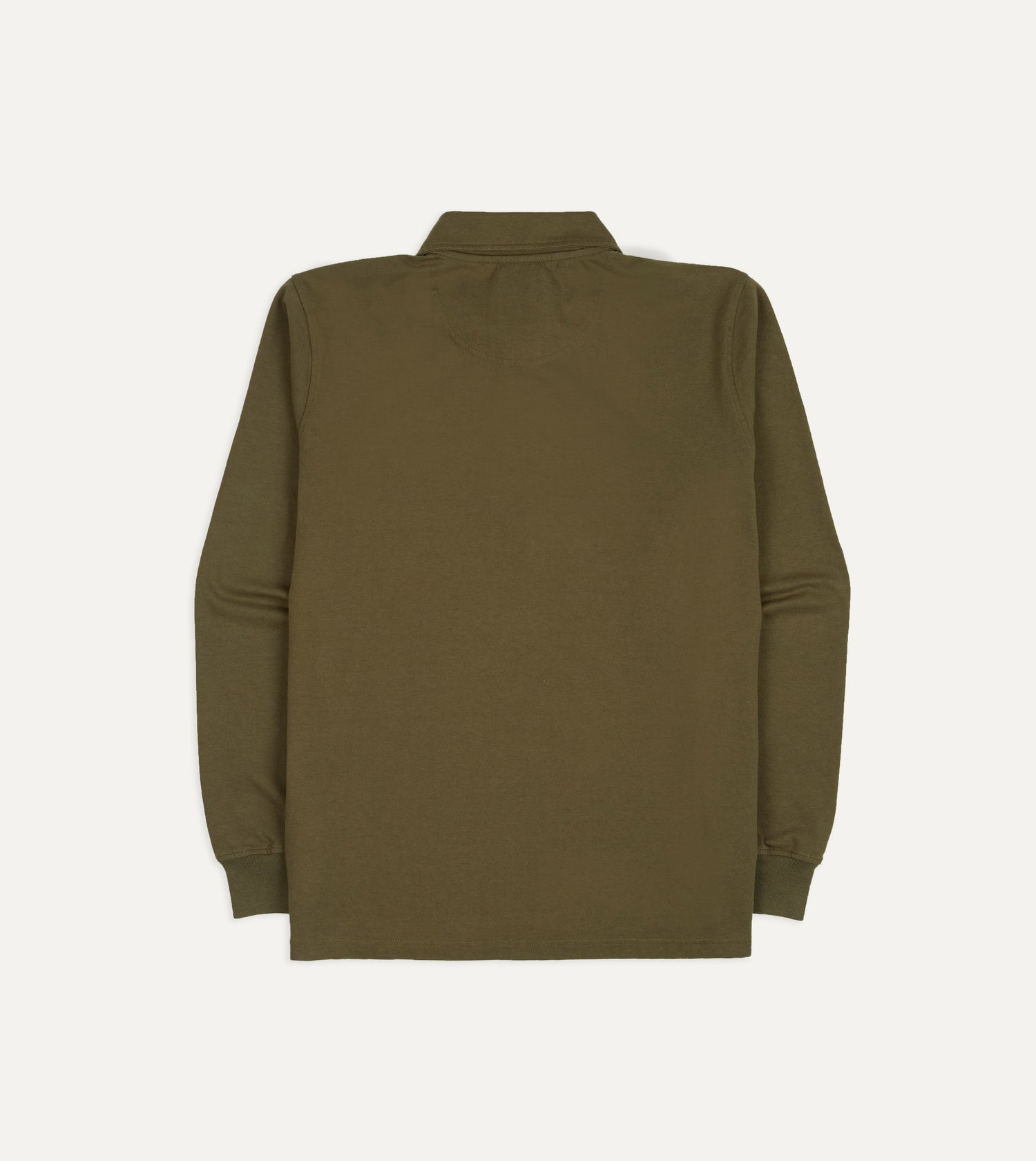 Olive Cotton Jersey Long-Sleeve Polo Shirt