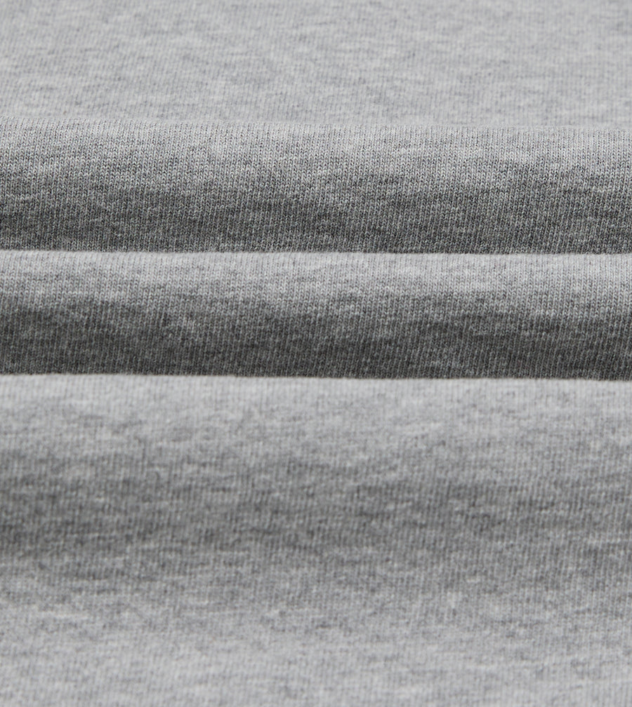 Grey Melange Cotton Jersey Long-Sleeve Polo Shirt