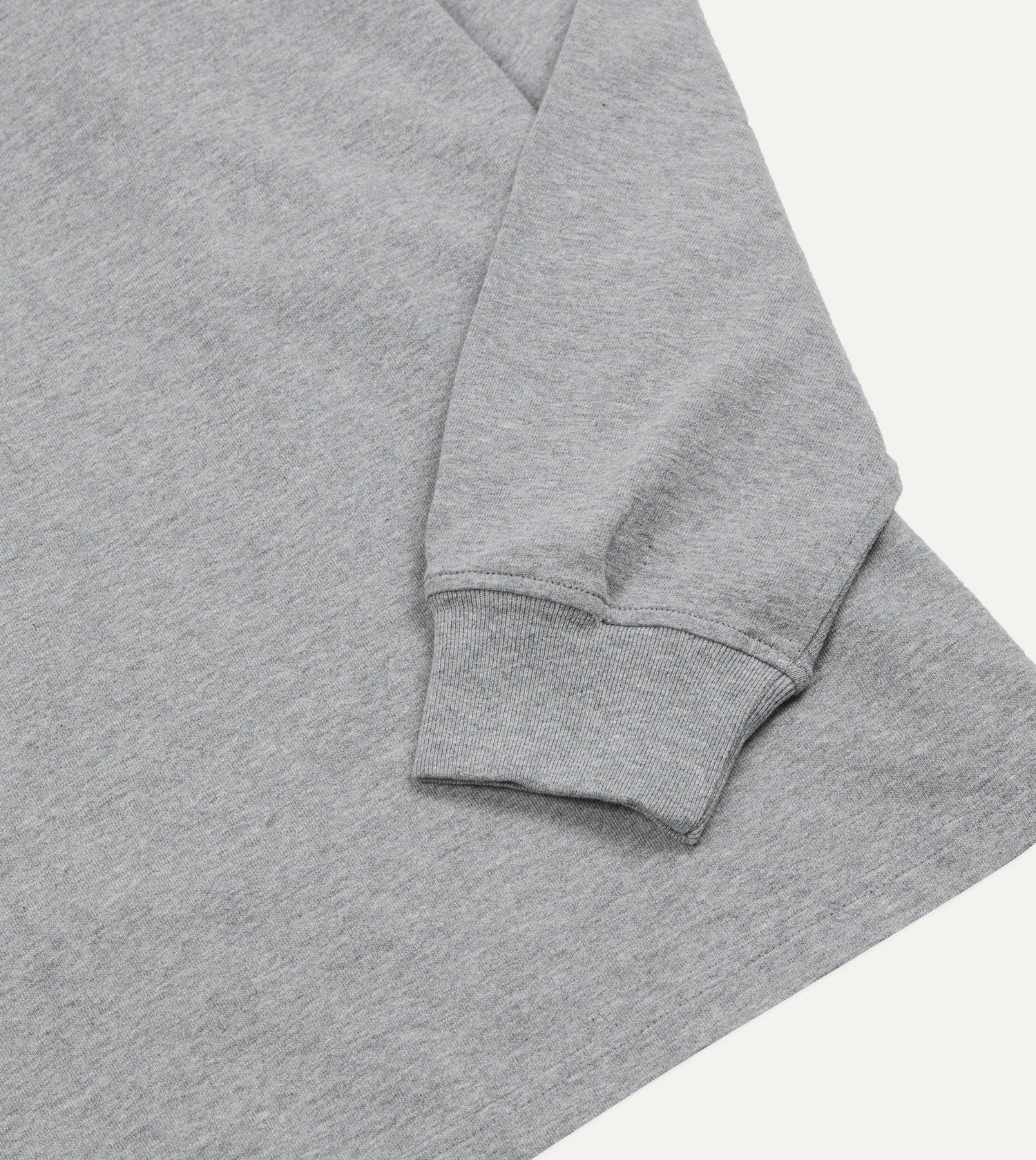 Grey Melange Cotton Jersey Long-Sleeve Polo Shirt
