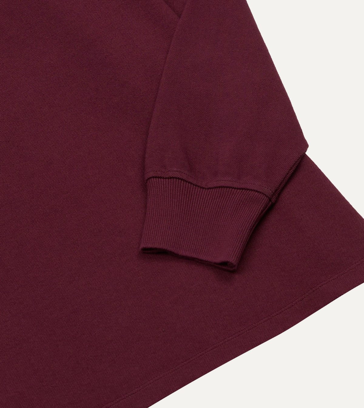 Burgundy Pique Cotton Long-Sleeve Polo Shirt