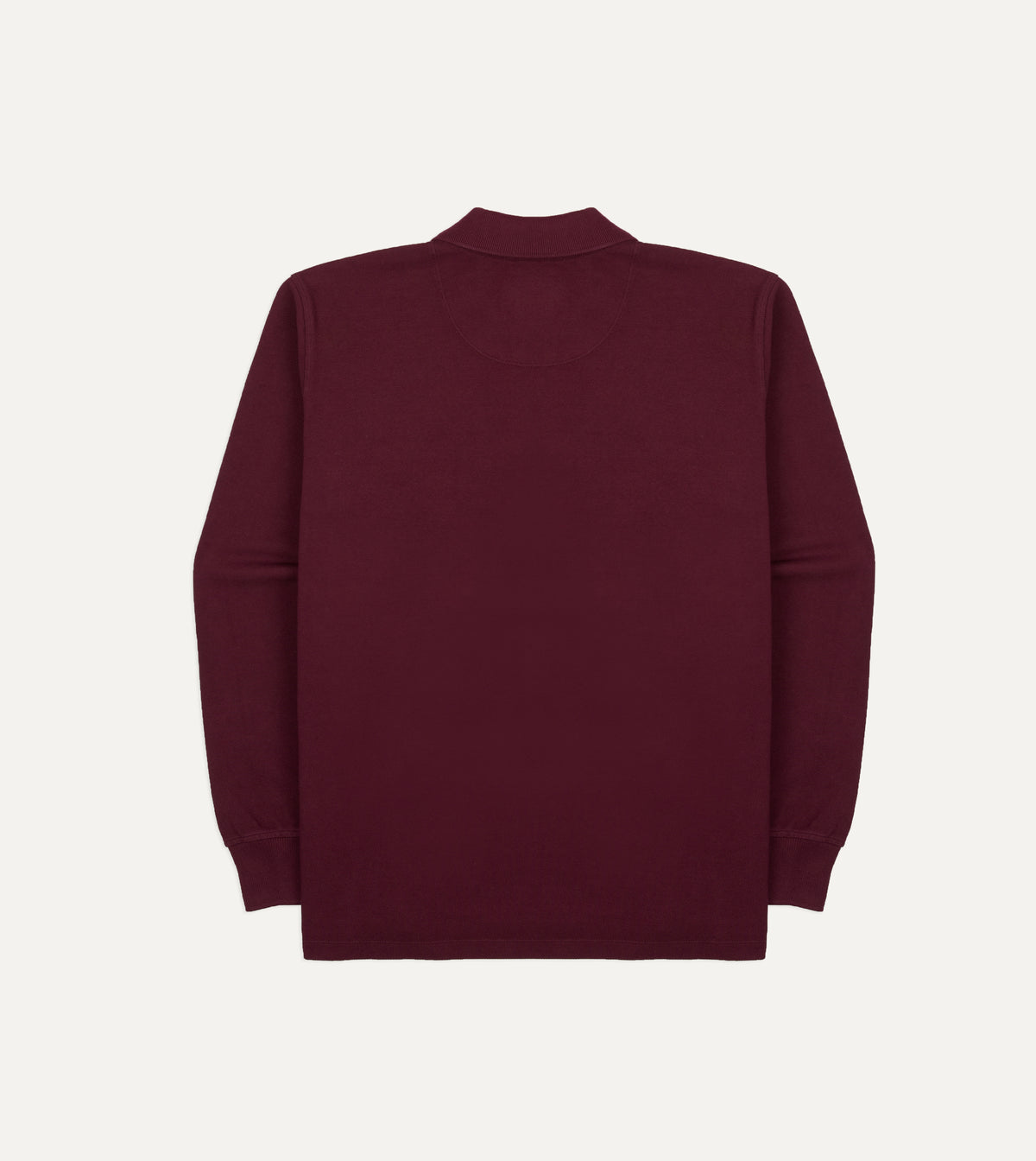 Burgundy Pique Cotton Long-Sleeve Polo Shirt