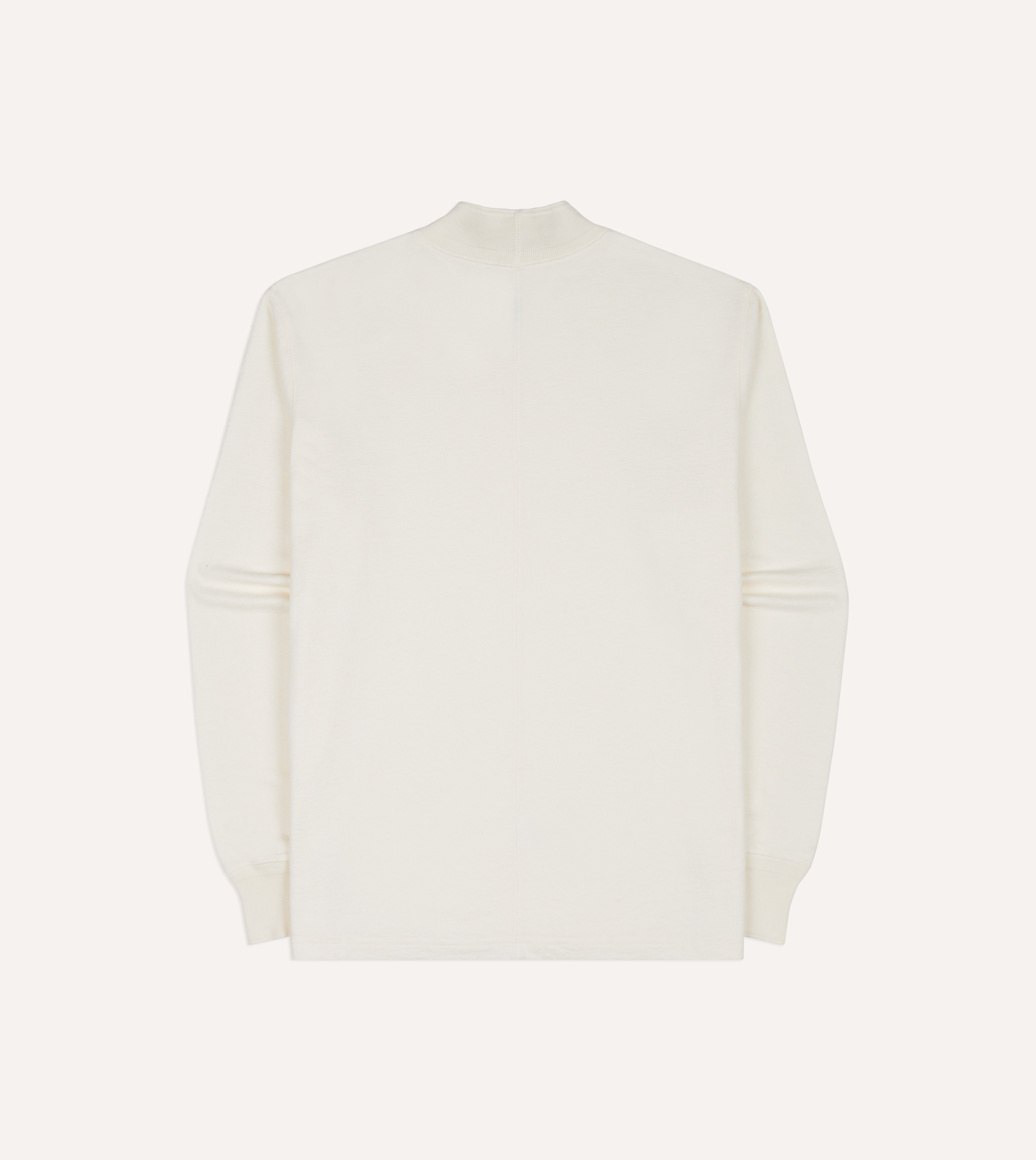 Antique White Cotton Long-Sleeve Mock Neck Hiking T-Shirt