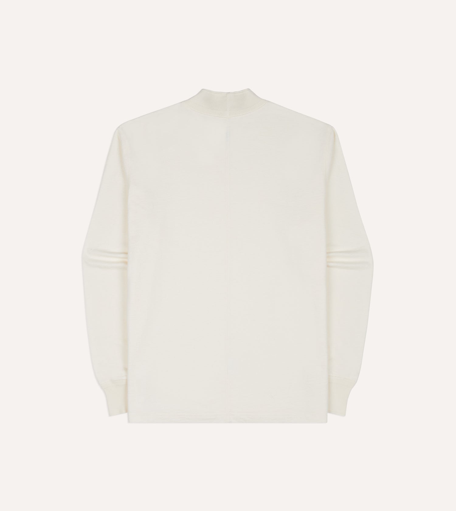 Antique White Cotton Long-Sleeve Mock Neck Hiking T-Shirt