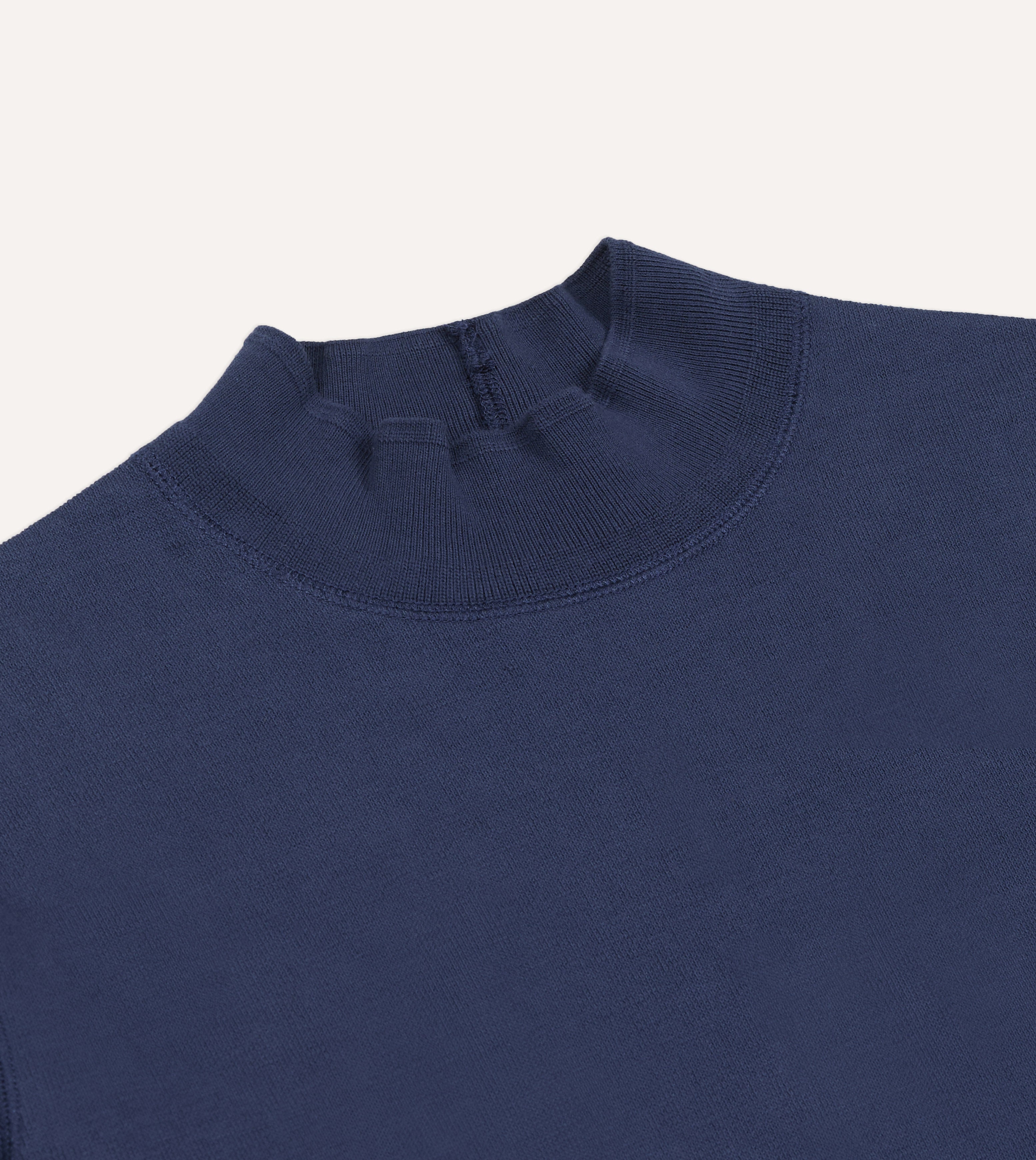 Navy Cotton Long-Sleeve Mock Neck Hiking T-Shirt – Drakes US