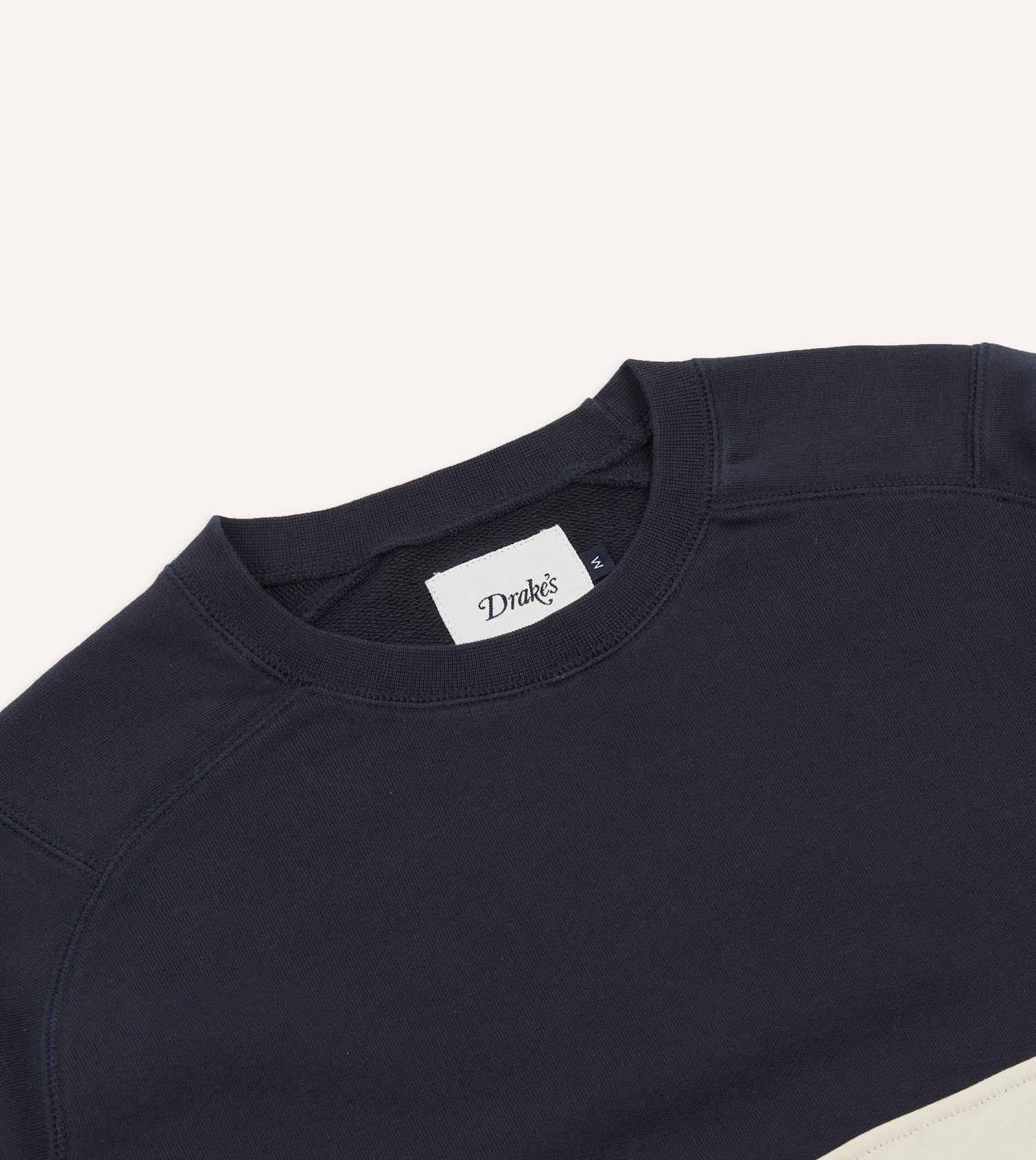 Navy and Ecru Panel Stripe Heavy Cotton Crew Neck Hiking T-Shirt