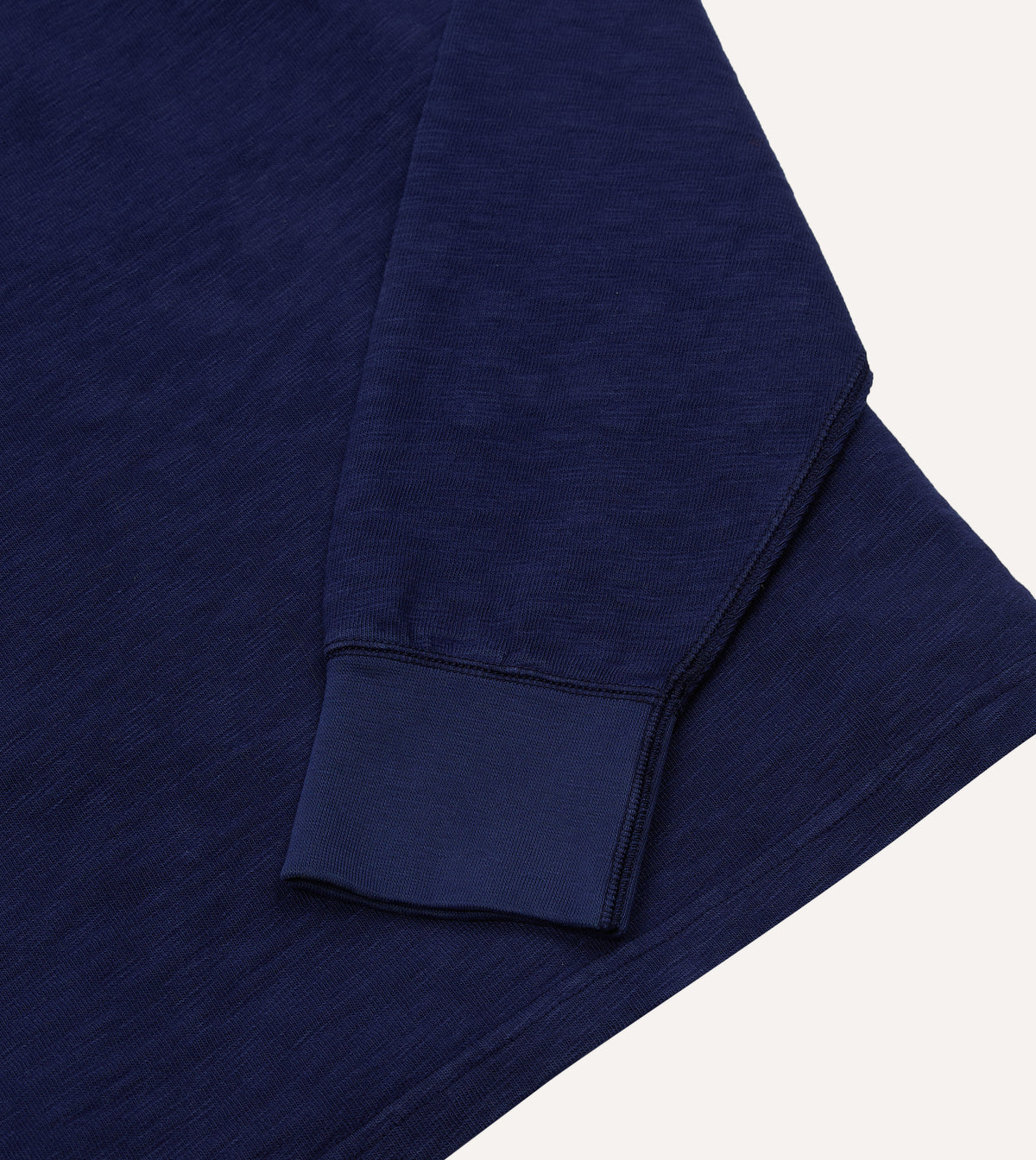 Navy Slub Cotton Long-Sleeve Mock Neck Hiking T-Shirt