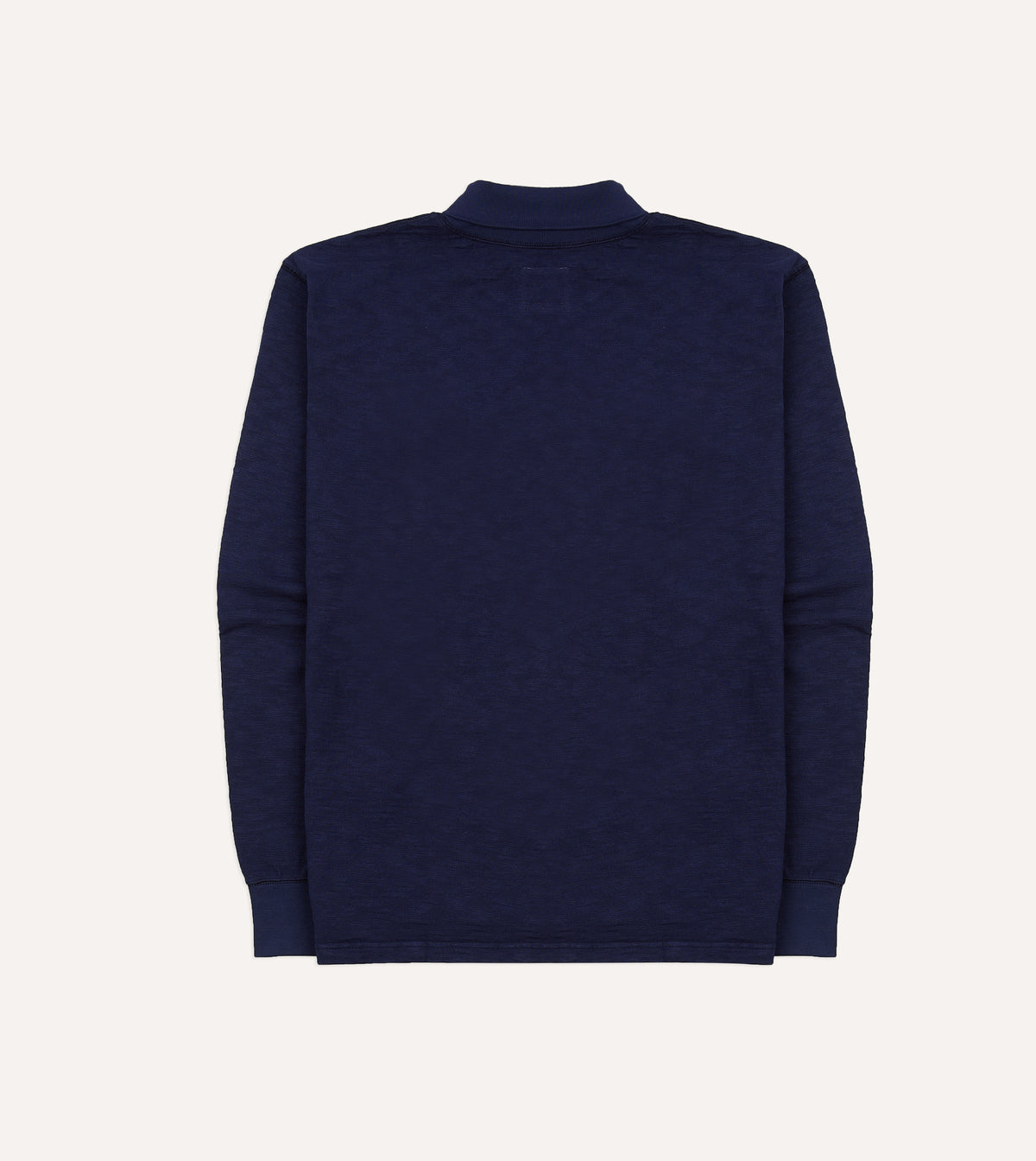 Navy Slub Cotton Long-Sleeve Mock Neck Hiking T-Shirt