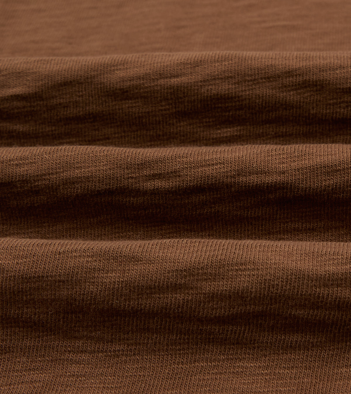 Brown Slub Cotton Long-Sleeve Mock Neck Hiking T-Shirt