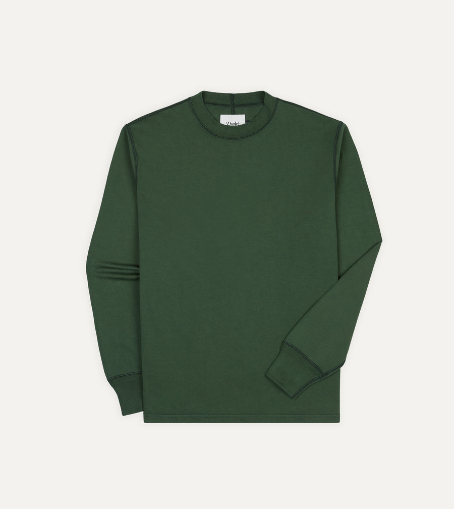 Green Cotton Long-Sleeve Hiking T-Shirt