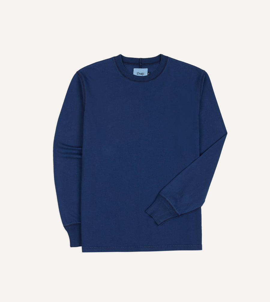 Indigo Dyed Cotton Long-Sleeve Hiking T-Shirt