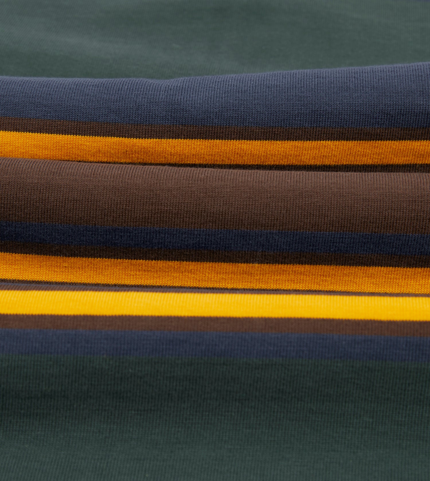 Green, Navy and Gold Stripe Cotton Rugby Shirt