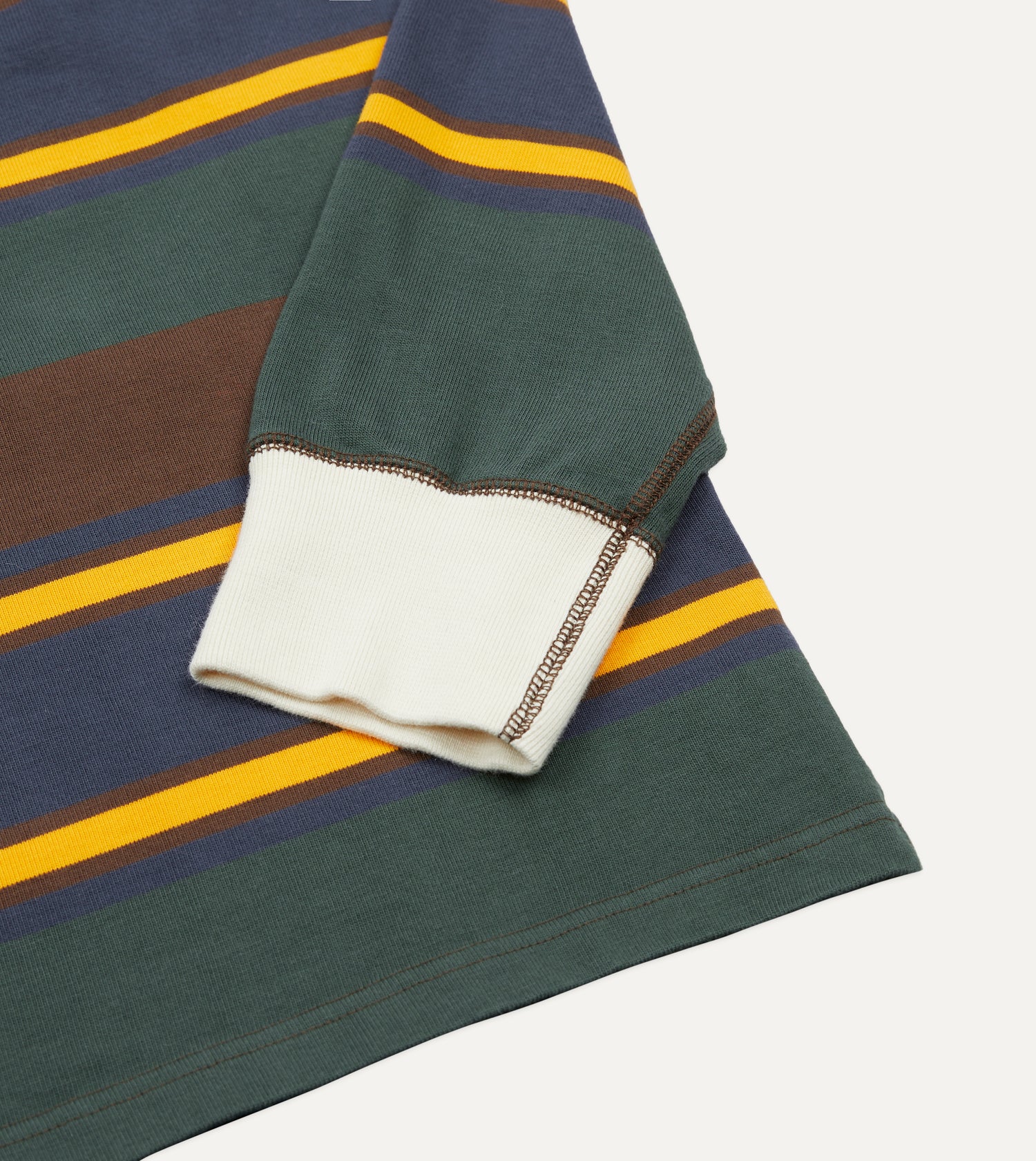 Green, Navy and Gold Stripe Cotton Rugby Shirt