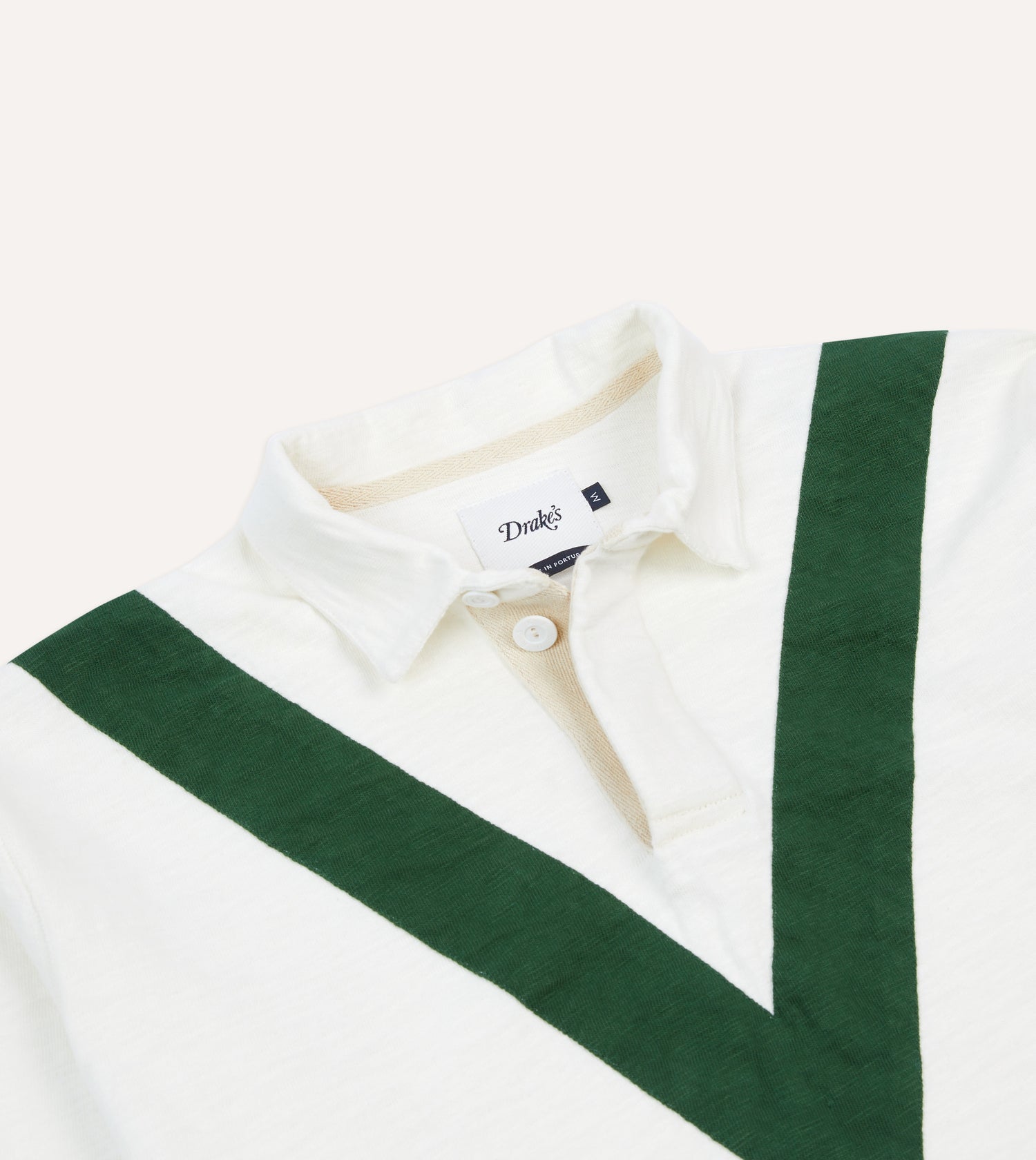 Ecru and Green Chevron Cotton Rugby Shirt