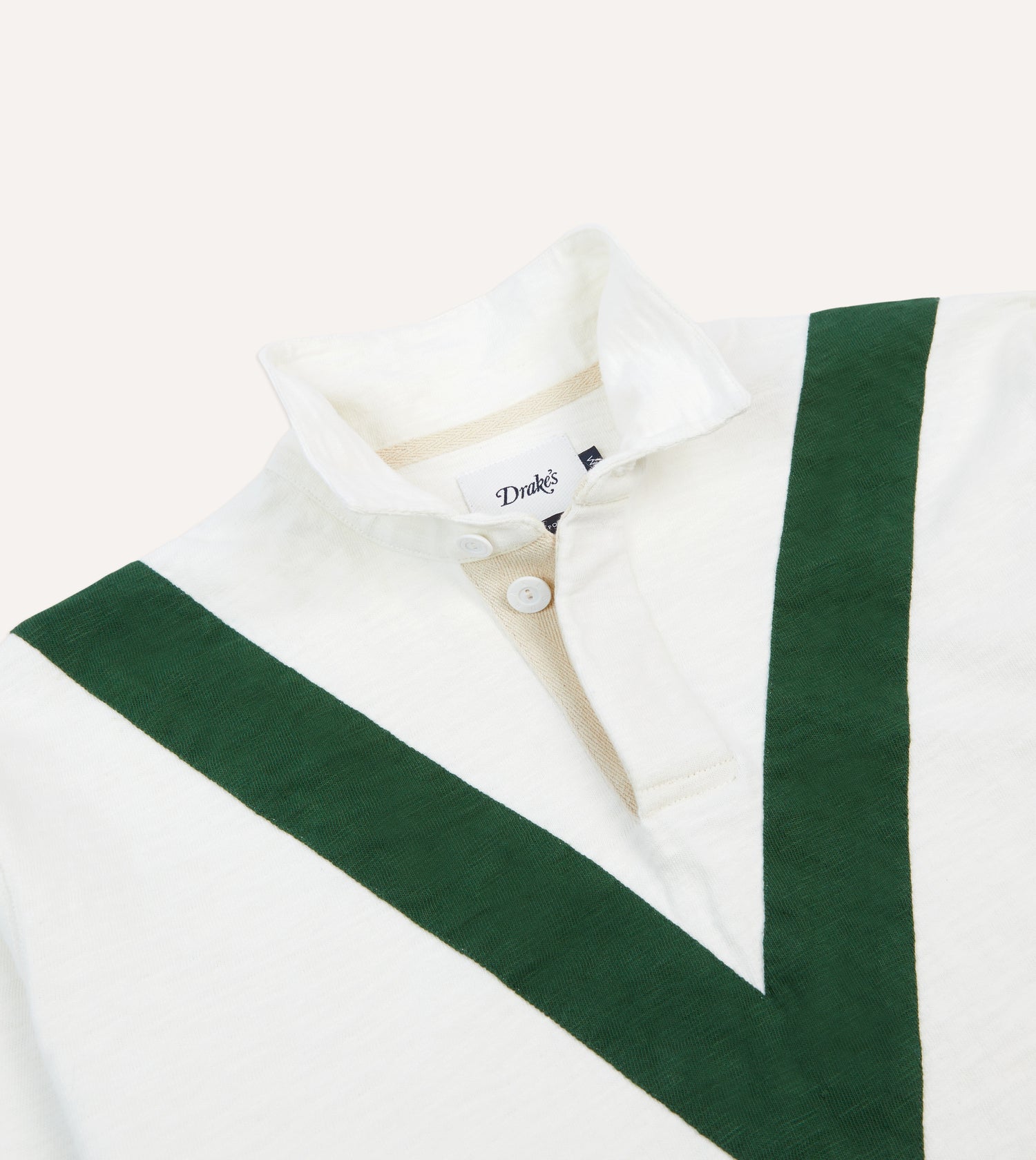 Ecru and Green Chevron Cotton Rugby Shirt