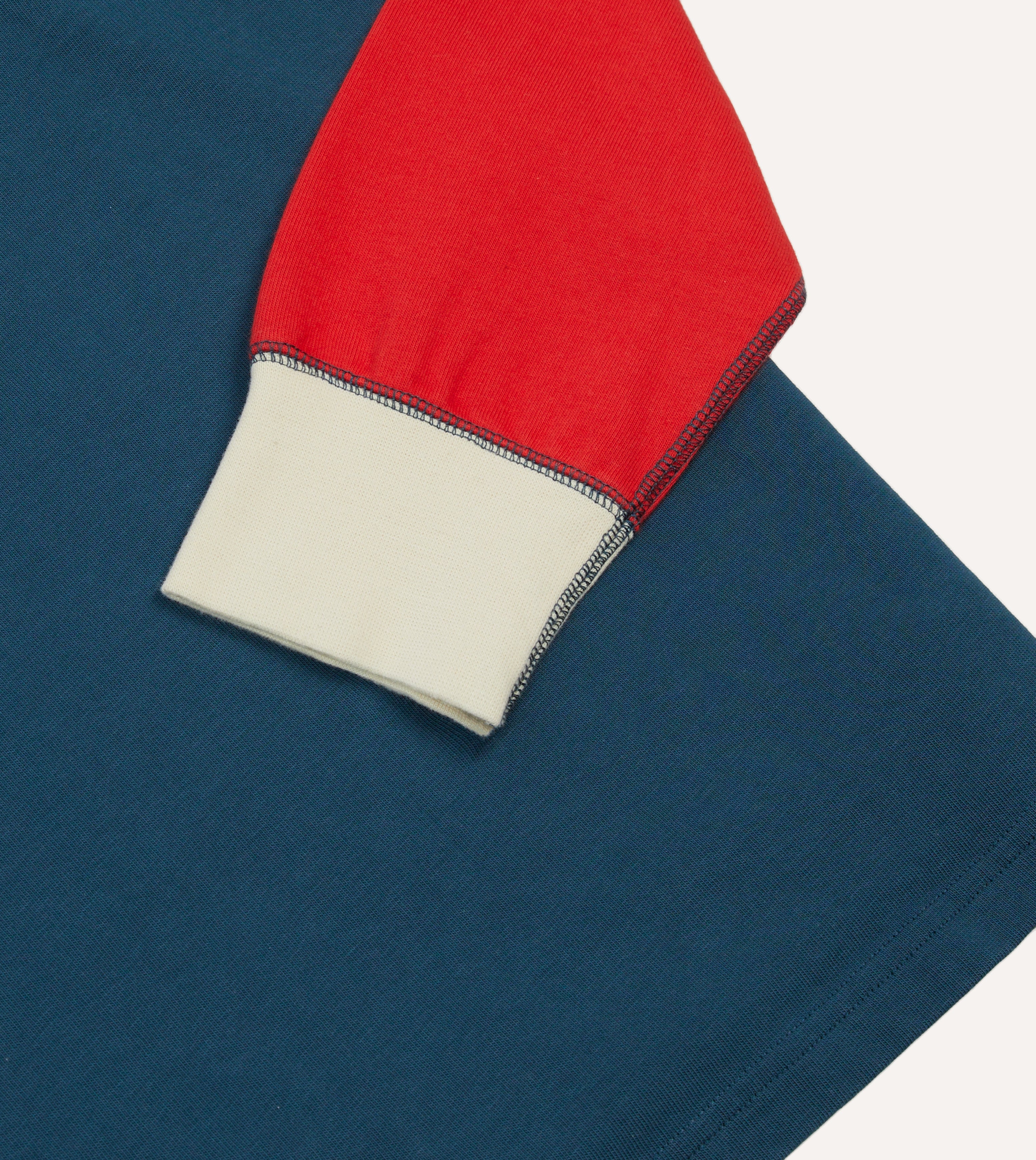 Navy, Yellow, Red and Green Colourblock Cotton Rugby Shirt – Drakes US