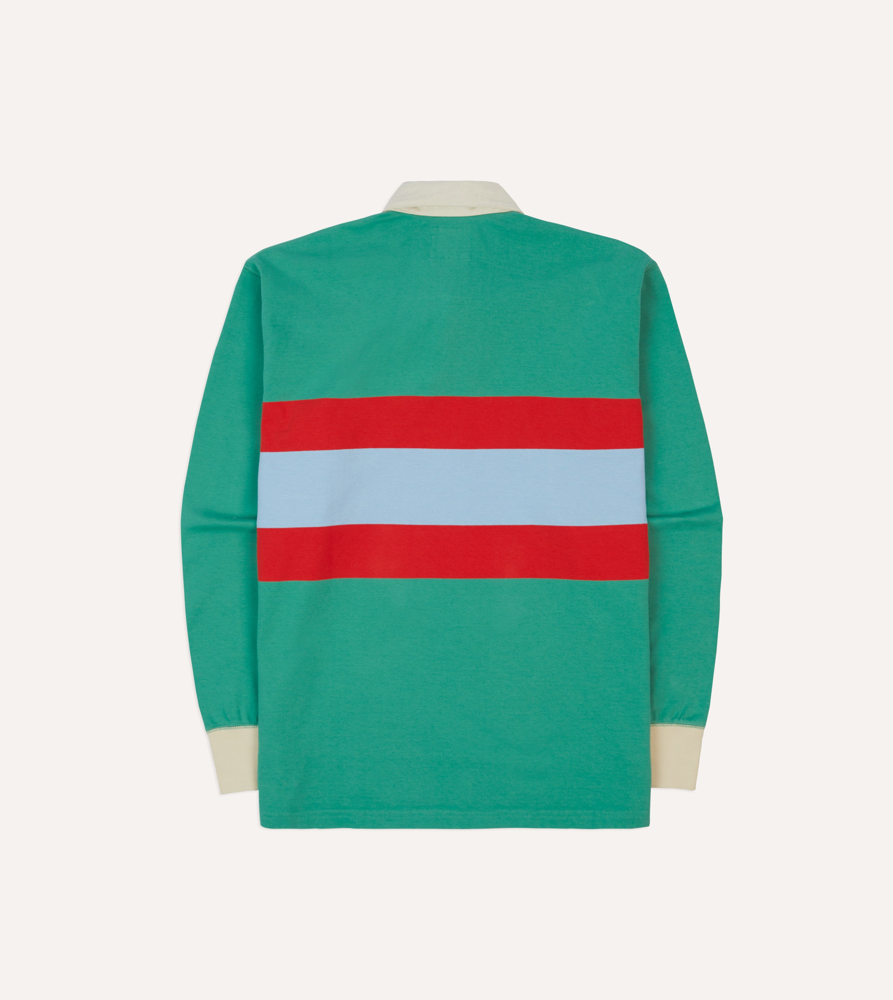 Green, Blue and Red Centre Stripe Cotton Rugby Shirt