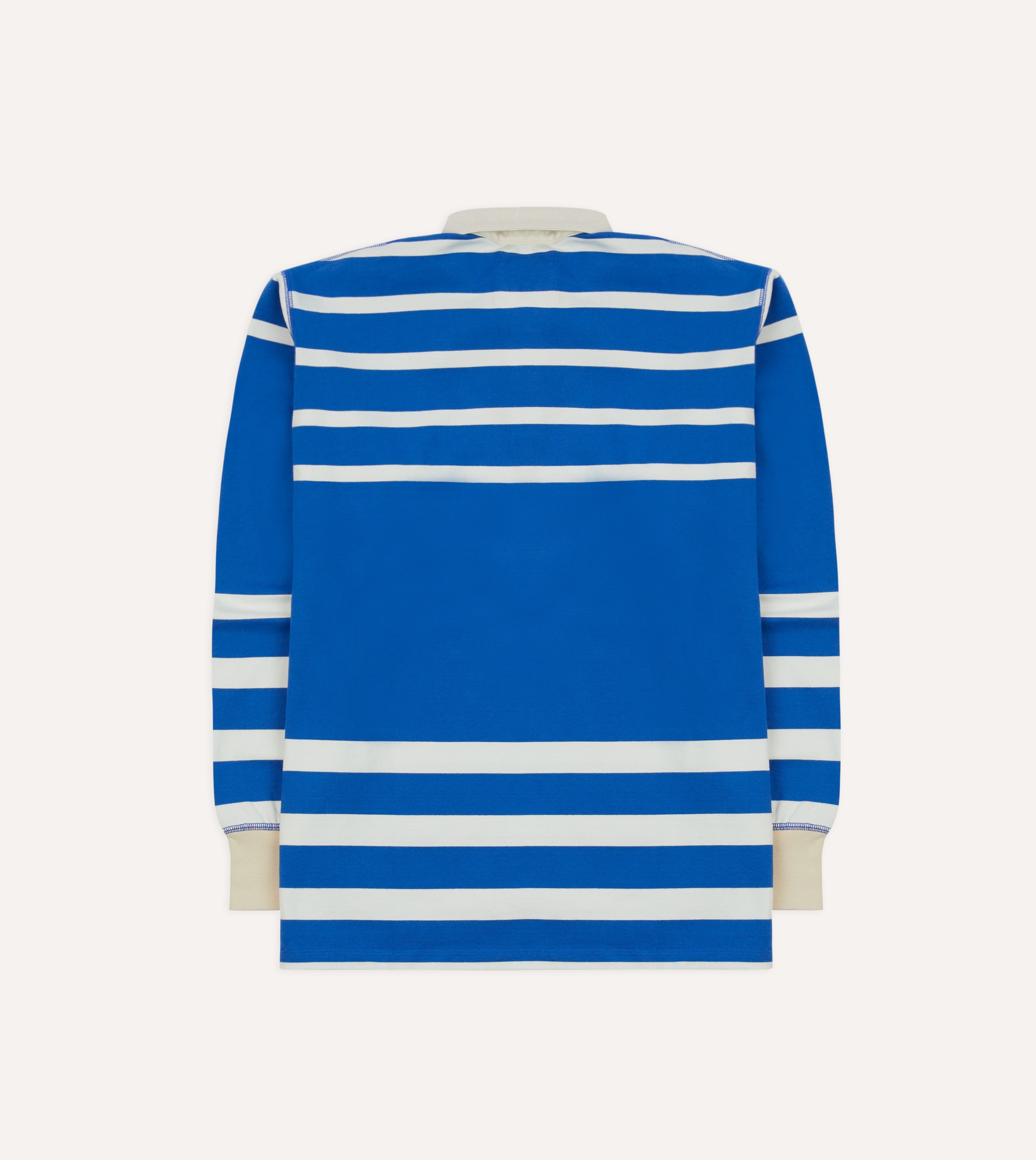 Blue and White Dual Stripe Cotton Rugby Shirt