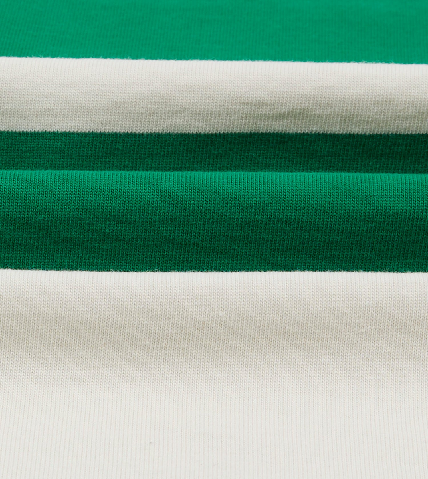 Green and White Stripe Cotton Mandarin Collar Rugby Shirt