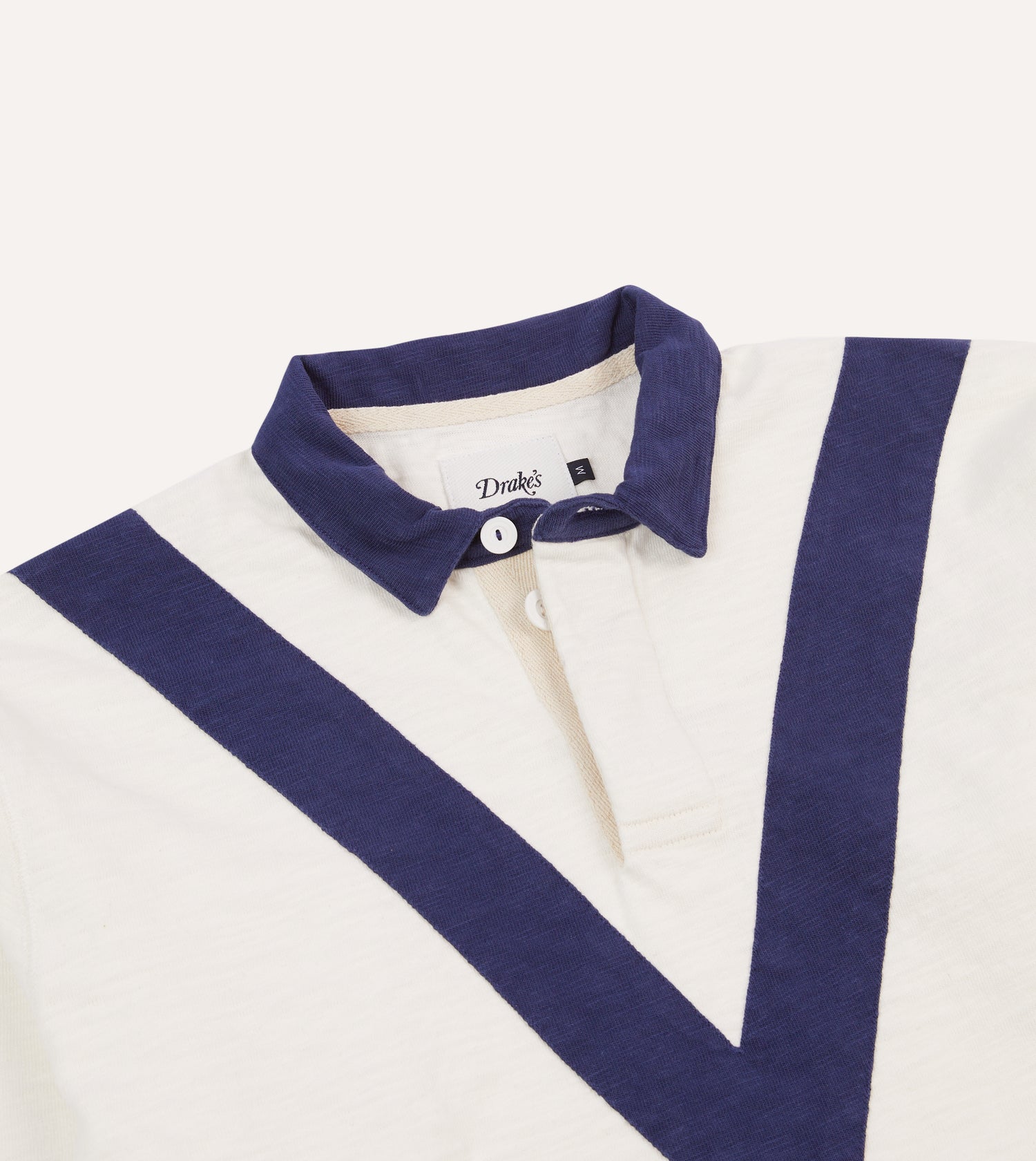 Ecru and Navy Chevron Flamé Cotton Rugby Shirt