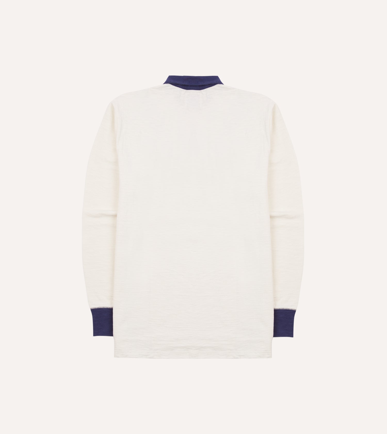 Ecru and Navy Chevron Flamé Cotton Rugby Shirt