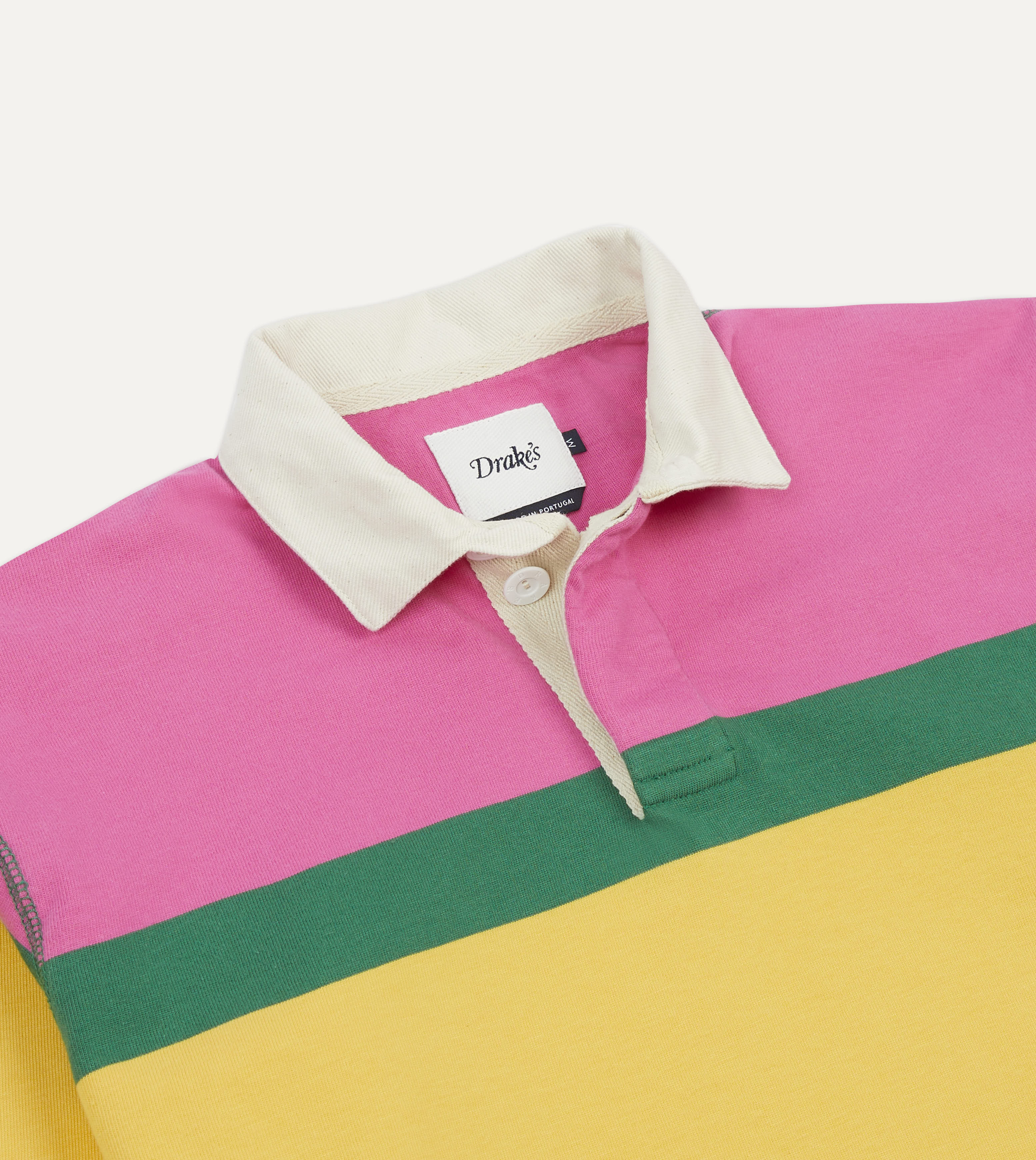 DRAKE'S / ラグビーシャツ / ポルトガル製 / 36サイズ Pink, Green, Yellow and Navy Multi Stripe Cotton Rugby Shirt
