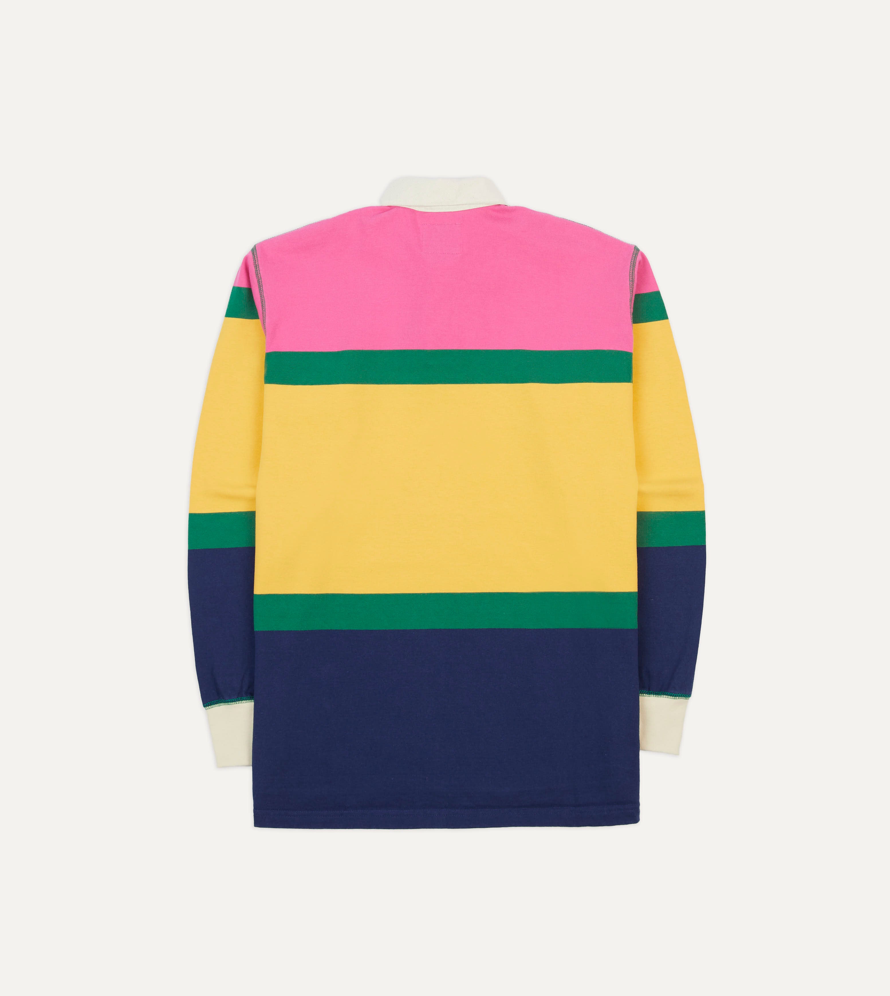 Pink, Green, Yellow and Navy Multi Stripe Cotton Rugby Shirt