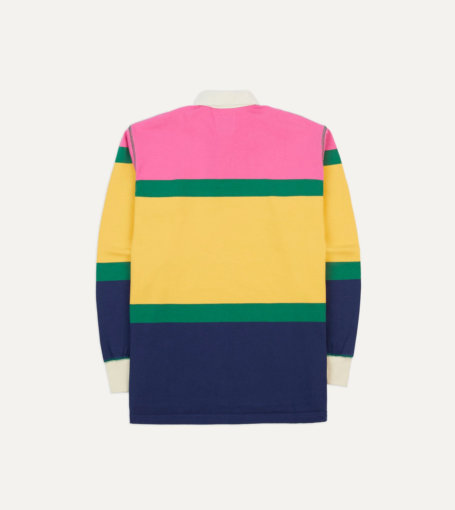 Pink, Green, Yellow and Navy Multi Stripe Cotton Rugby Shirt