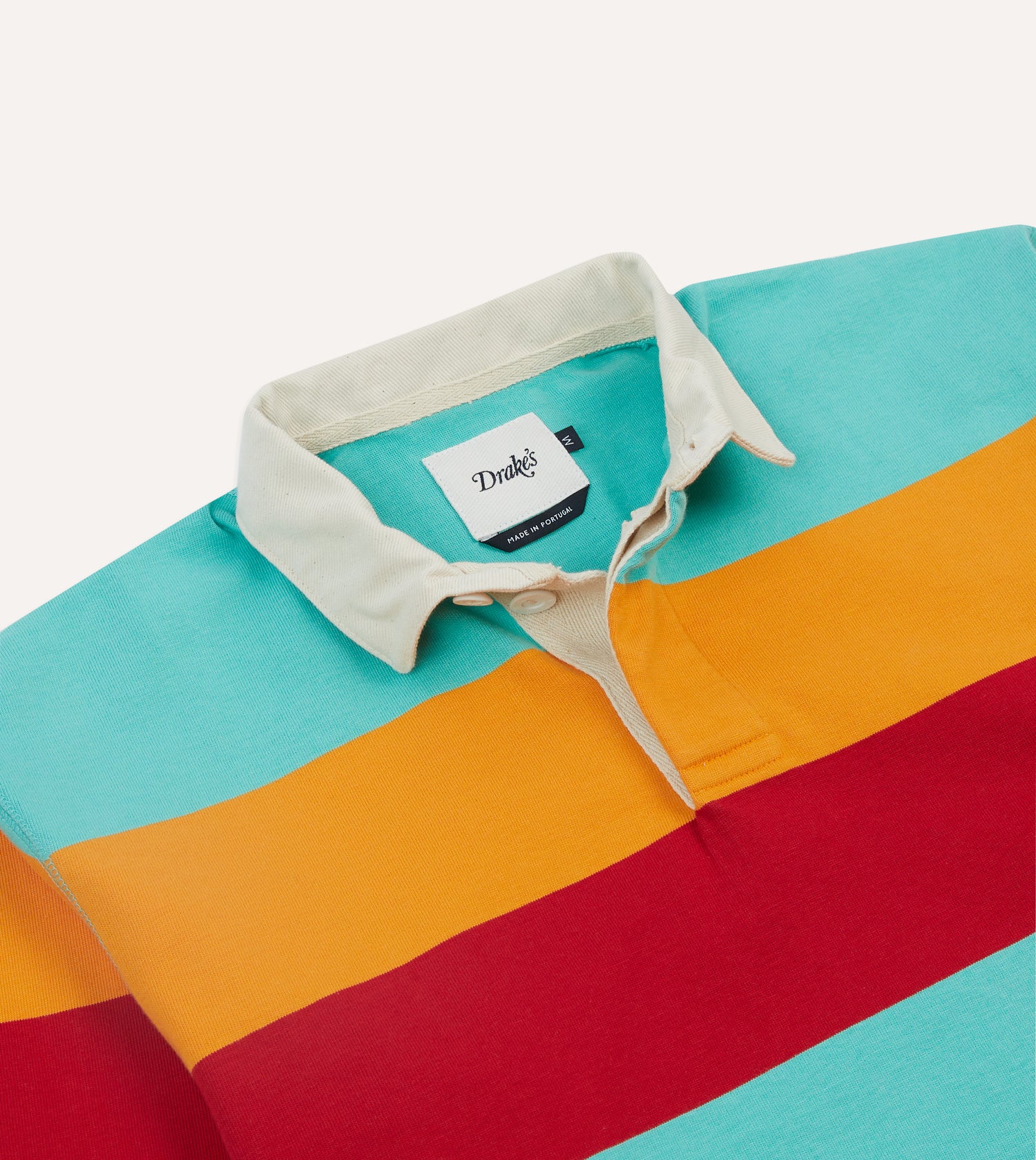 Turquoise, Yellow, Blue and Red Multi Stripe Cotton Rugby Shirt