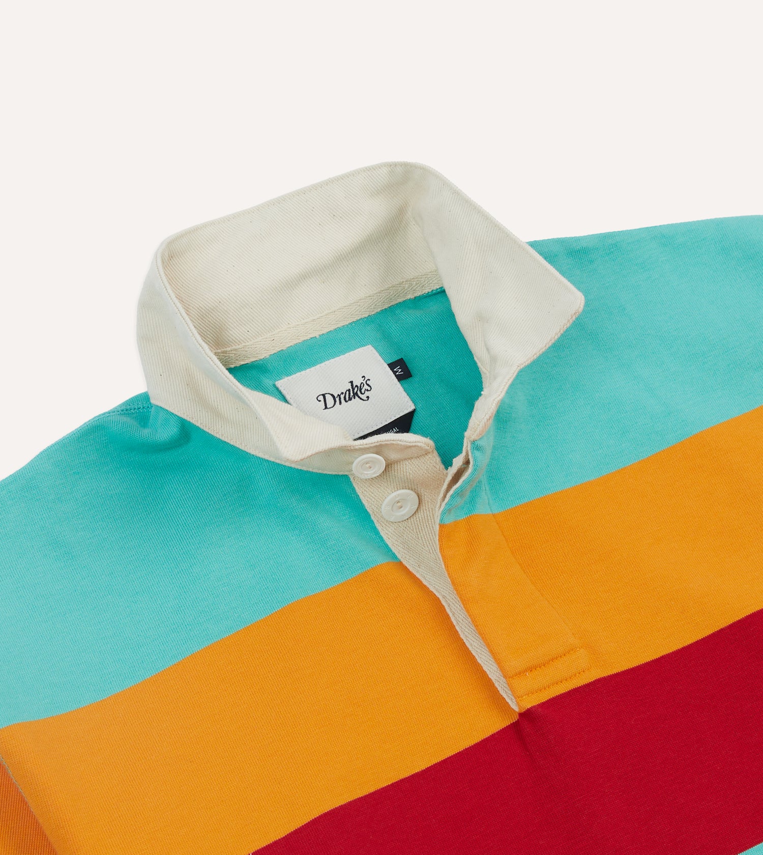 Turquoise, Yellow, Blue and Red Multi Stripe Cotton Rugby Shirt