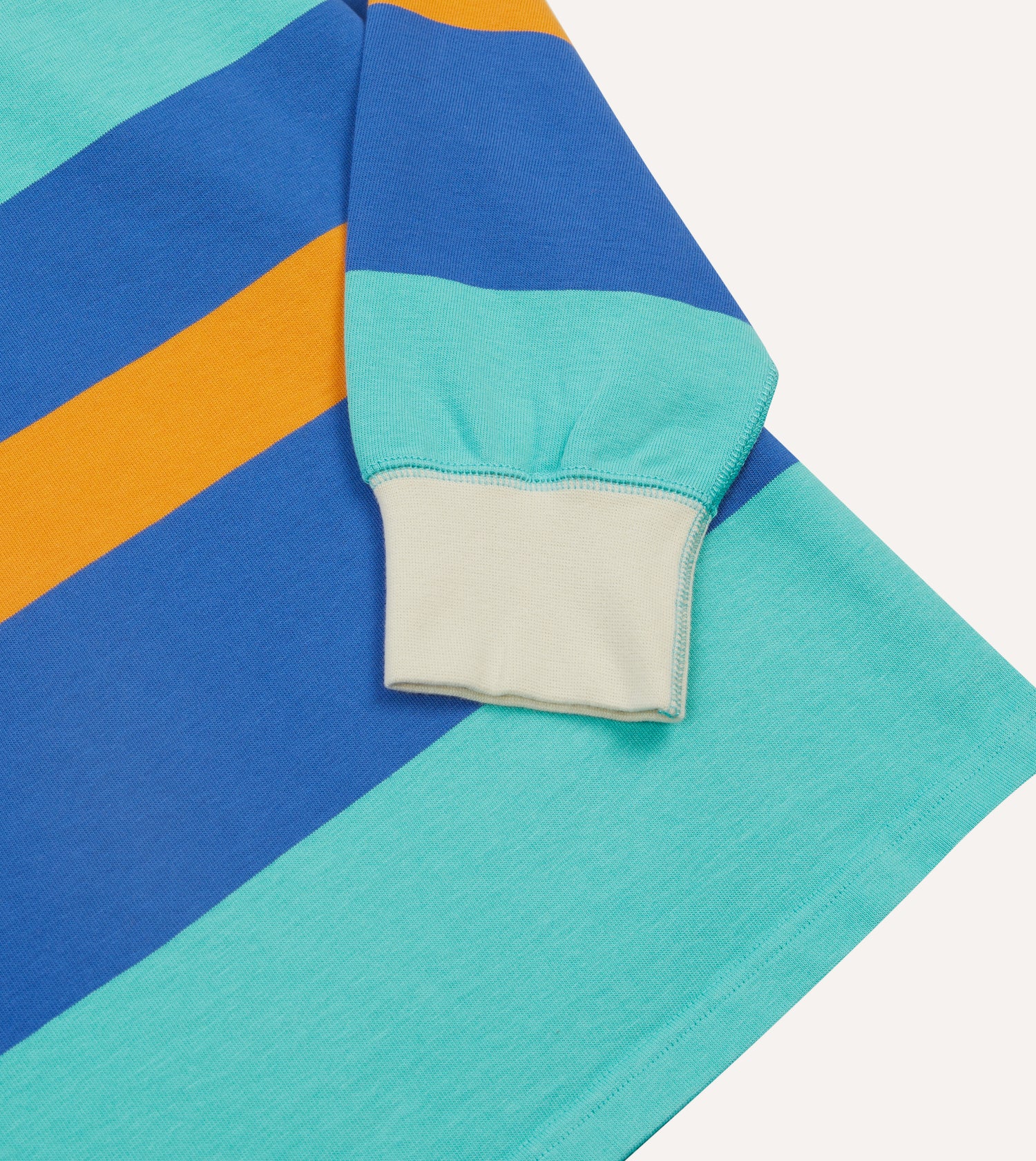 Turquoise, Yellow, Blue and Red Multi Stripe Cotton Rugby Shirt