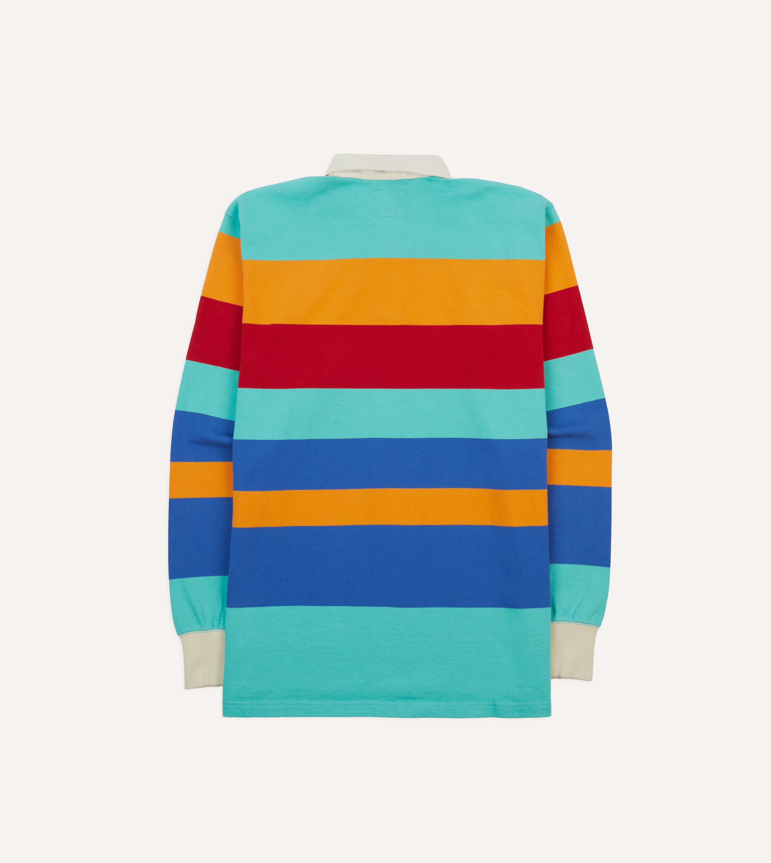 Turquoise, Yellow, Blue and Red Multi Stripe Cotton Rugby Shirt