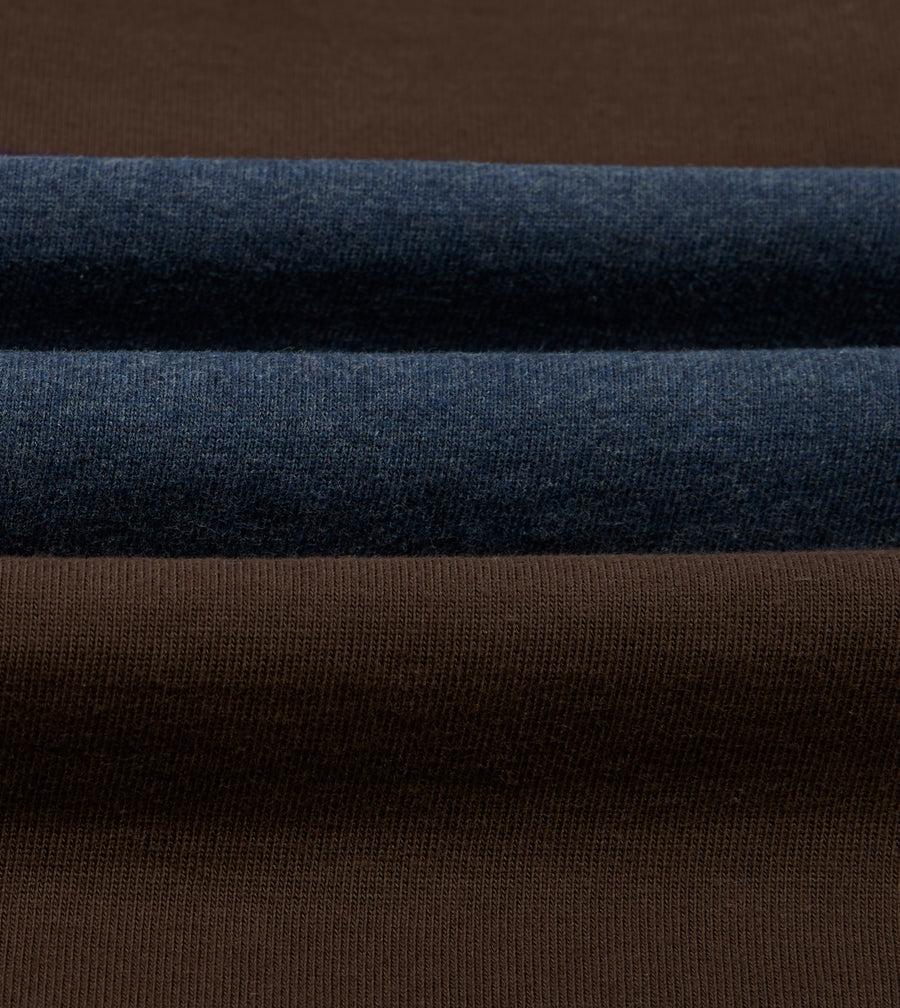 Drake's by A. Levine Brown and Blue Centre Stripe Cotton Rugby Shirt