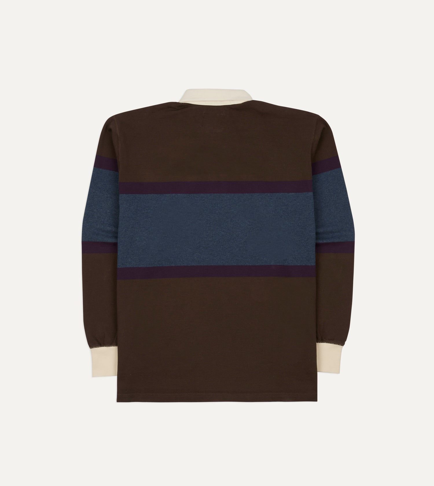 Drake's by A. Levine Brown and Blue Centre Stripe Cotton Rugby Shirt