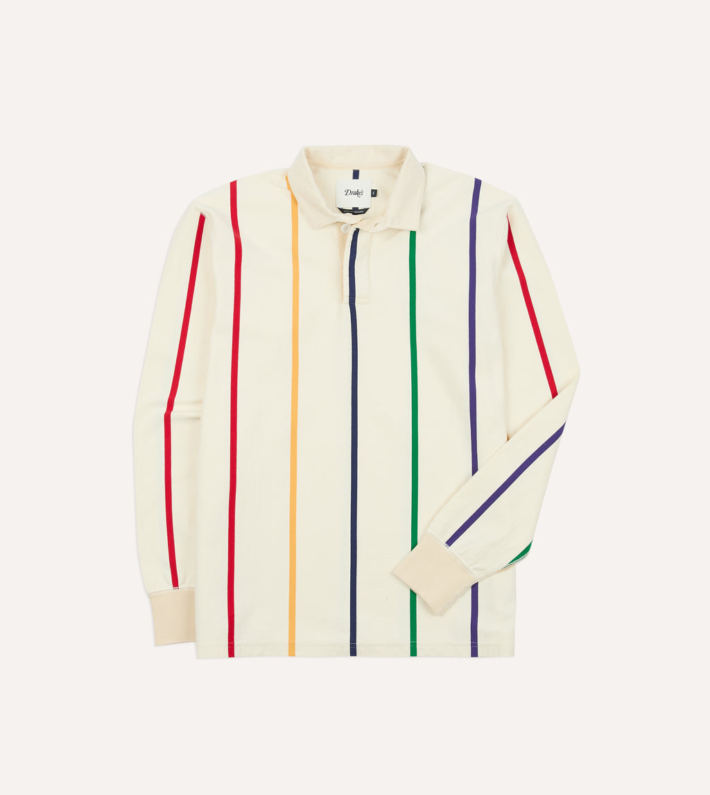 Primary Vertical Stripe Cotton Rugby Shirt – Drakes US