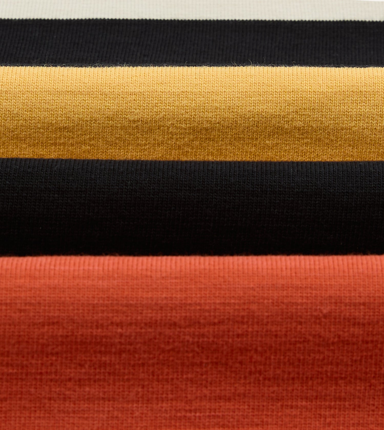 Ecru, Black and Orange Multi Stripe Cotton Rugby Shirt