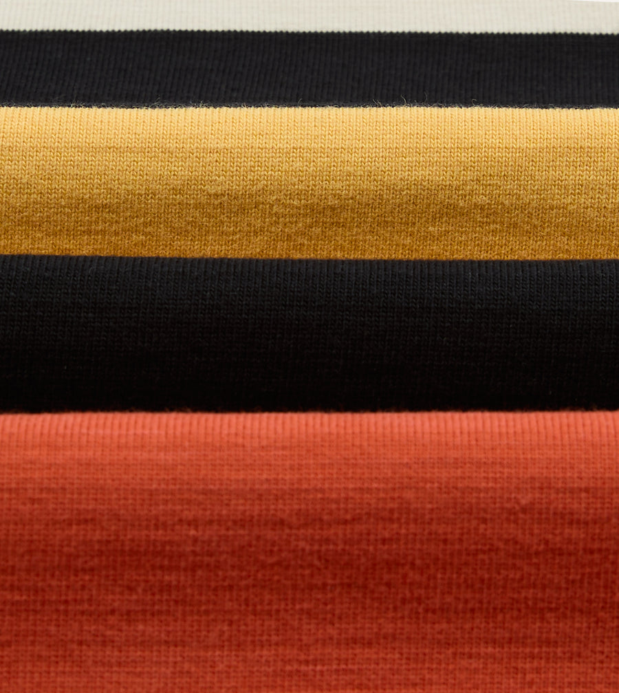 Ecru, Black and Orange Multi Stripe Cotton Rugby Shirt