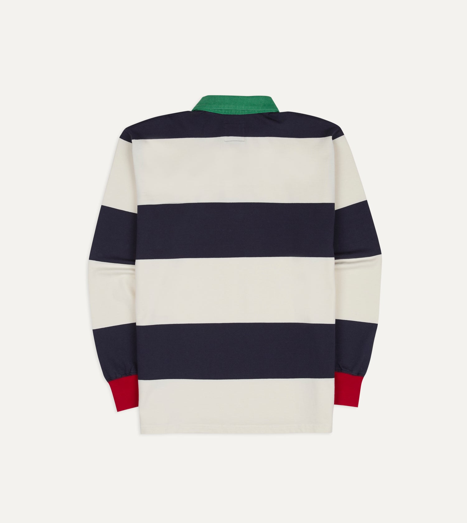 White and Navy Block Stripe Cotton Rugby Shirt