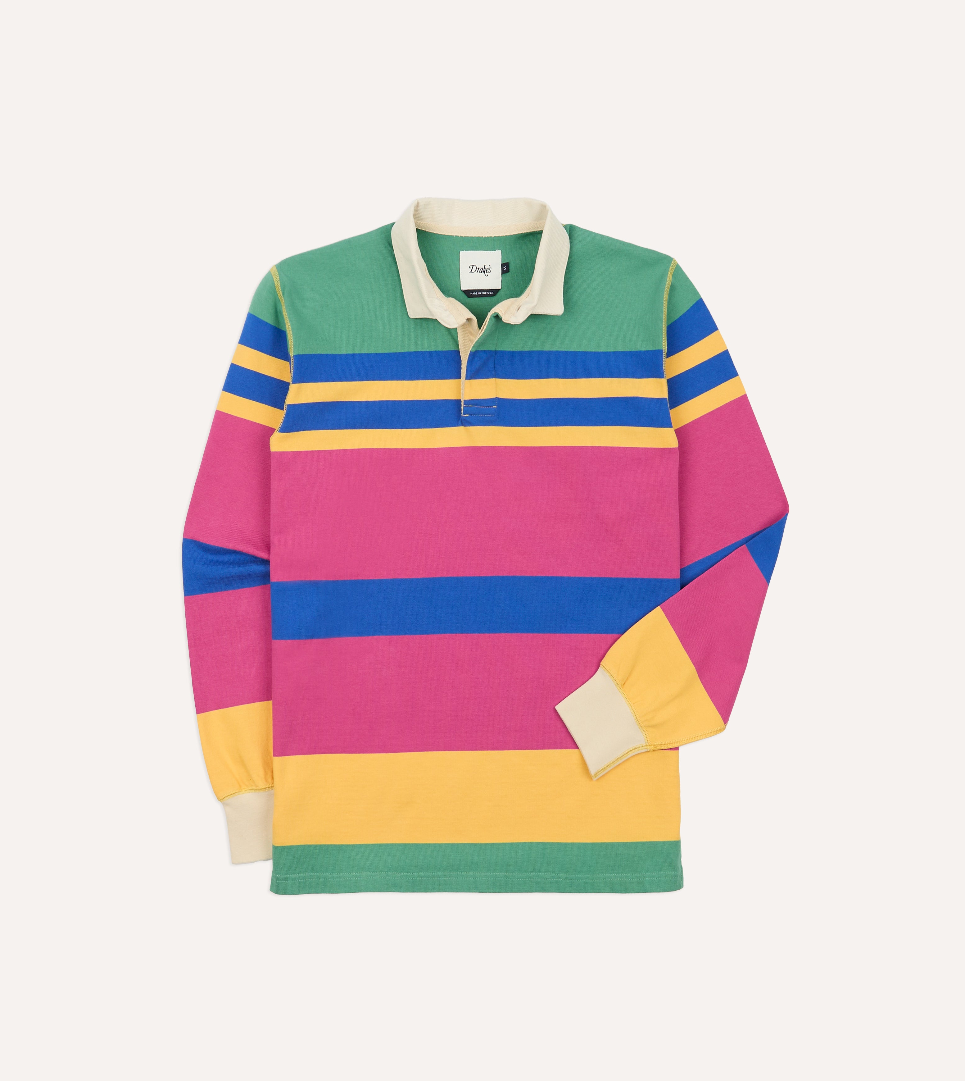 Pink, Green, Yellow and Navy Pastel Stripe Cotton Rugby Shirt