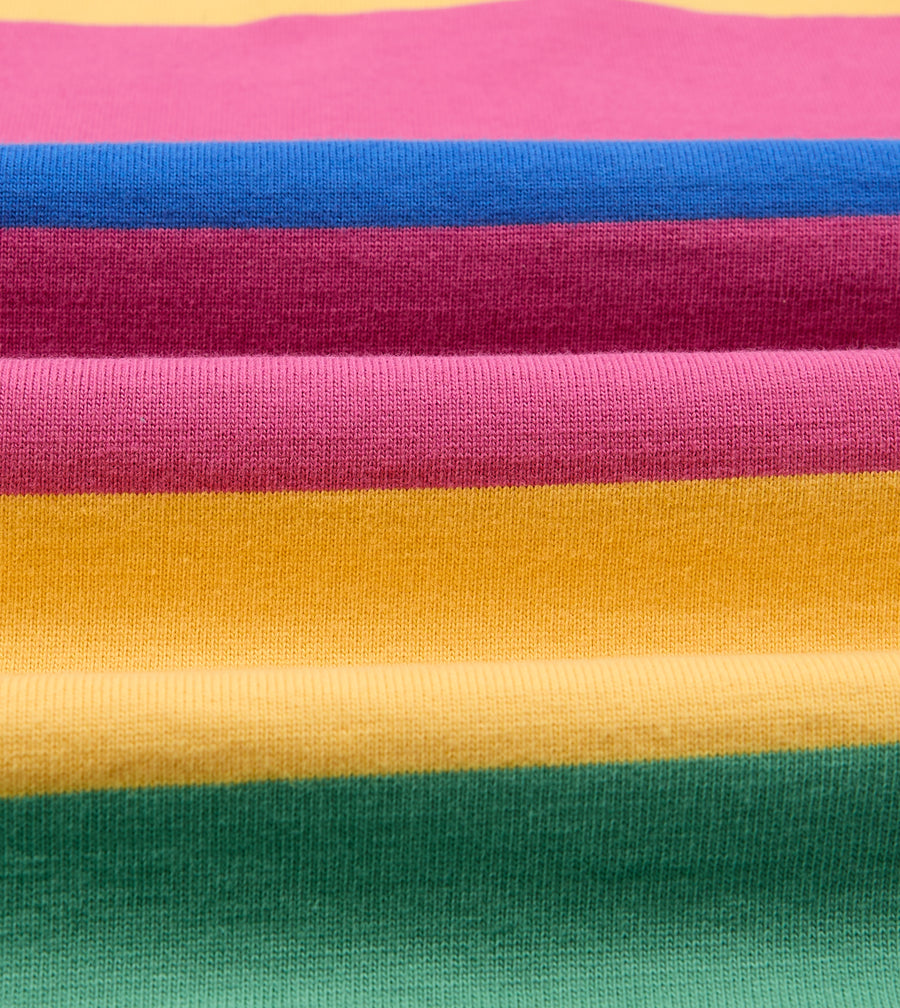 Pink, Green, Yellow and Navy Pastel Stripe Cotton Rugby Shirt
