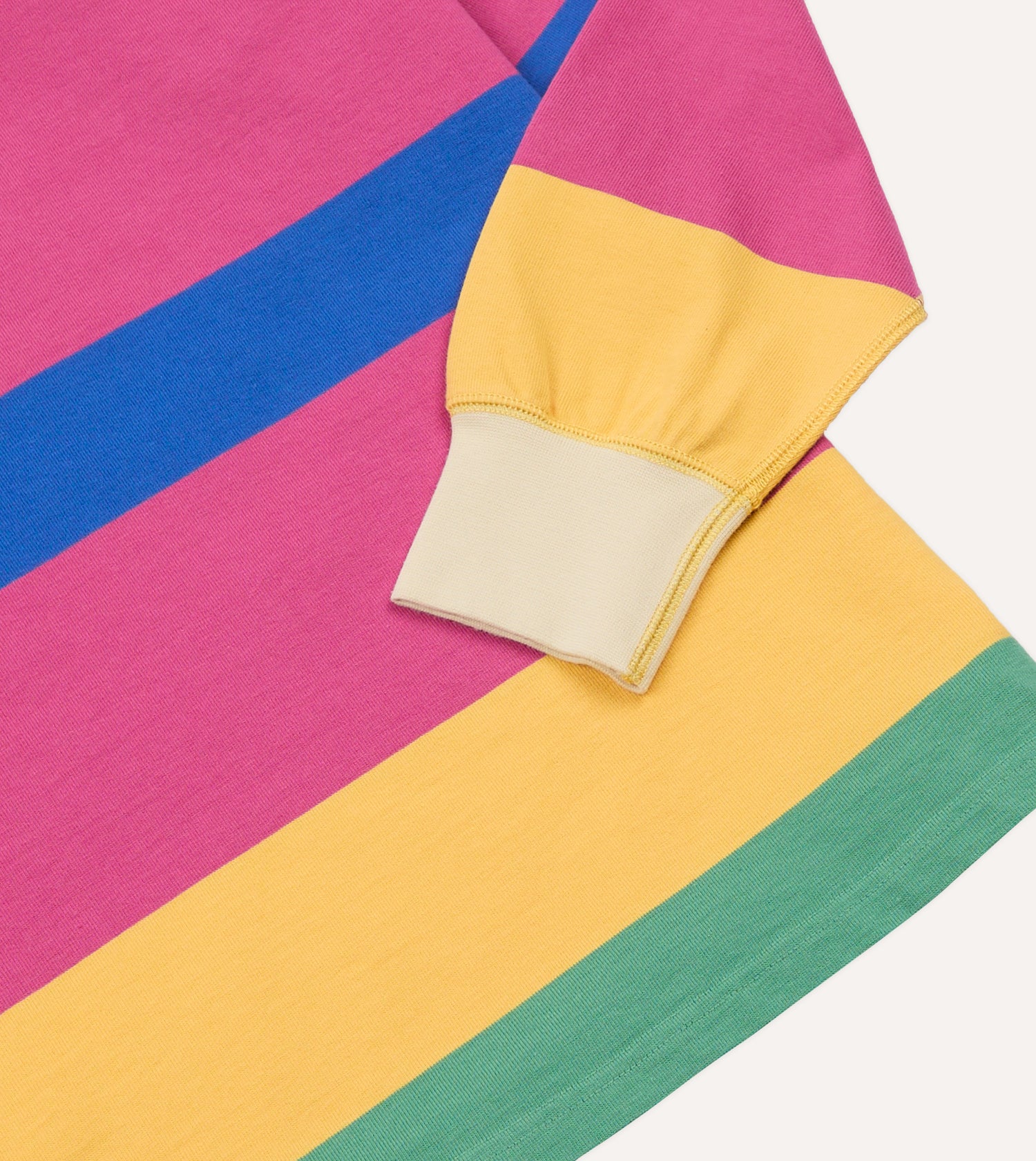 Pink, Green, Yellow and Navy Pastel Stripe Cotton Rugby Shirt