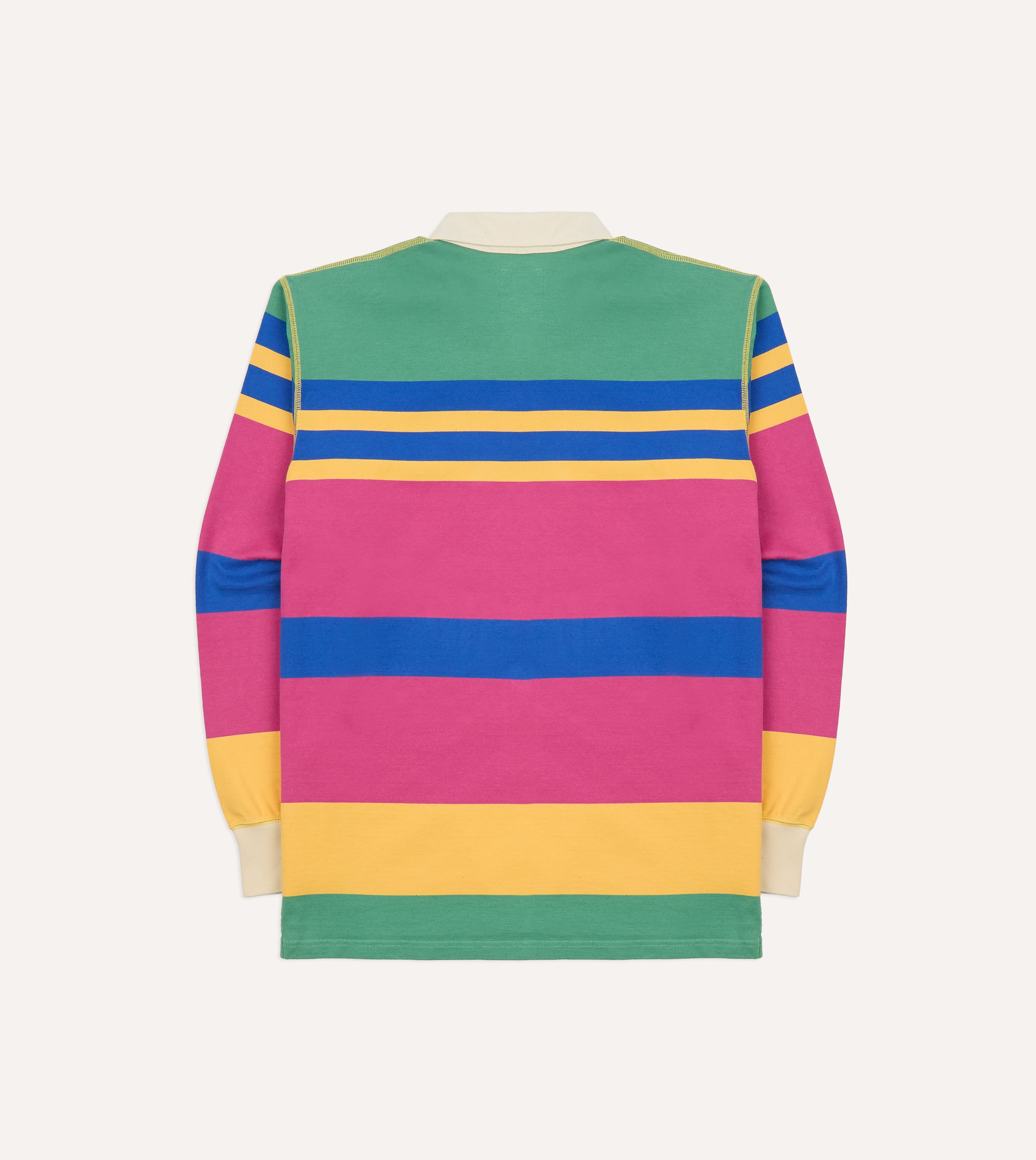 Pink, Green, Yellow and Navy Pastel Stripe Cotton Rugby Shirt