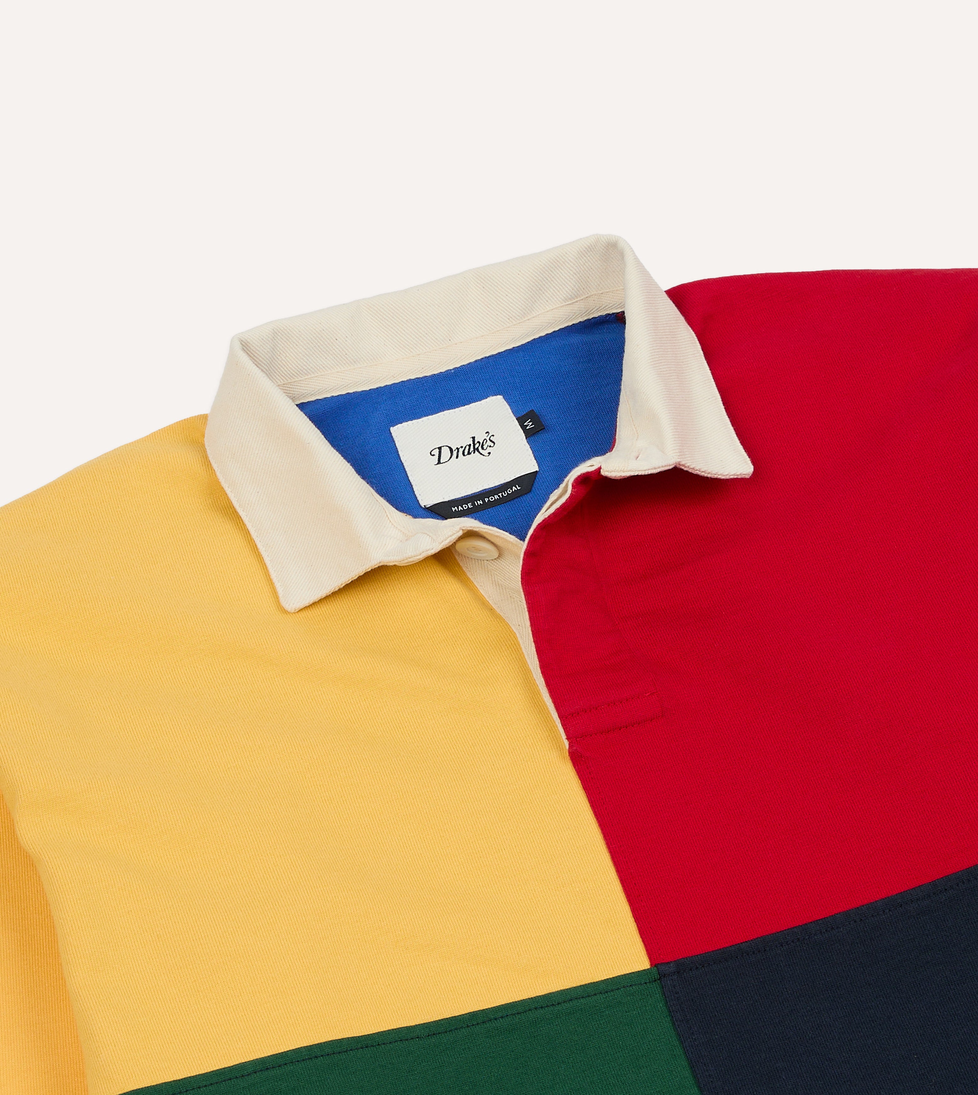 Colourblock Multi Panelled Cotton Rugby Shirt – Drakes US