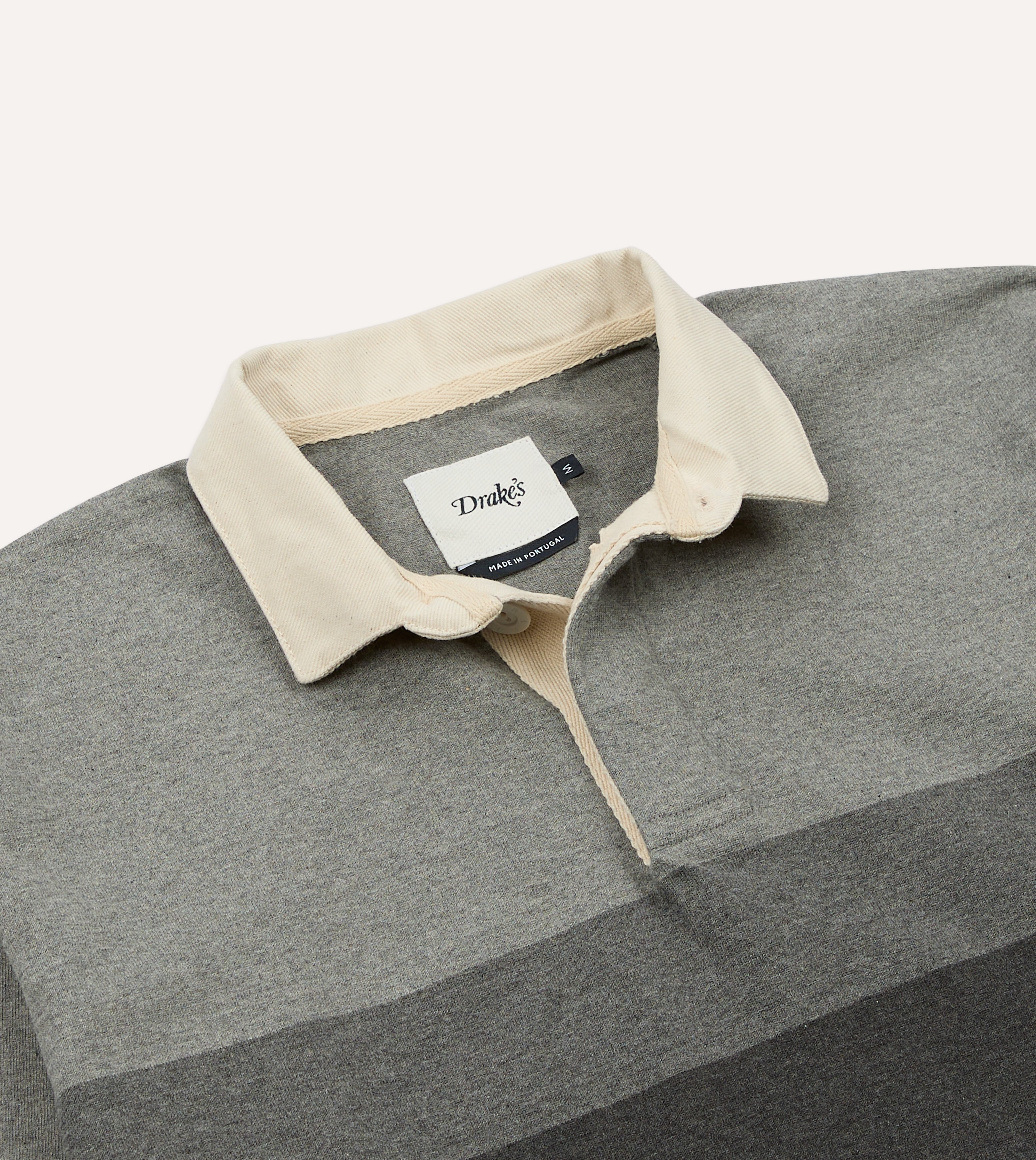 Grey Melange Centre Stripe Cotton Rugby Shirt – Drakes US