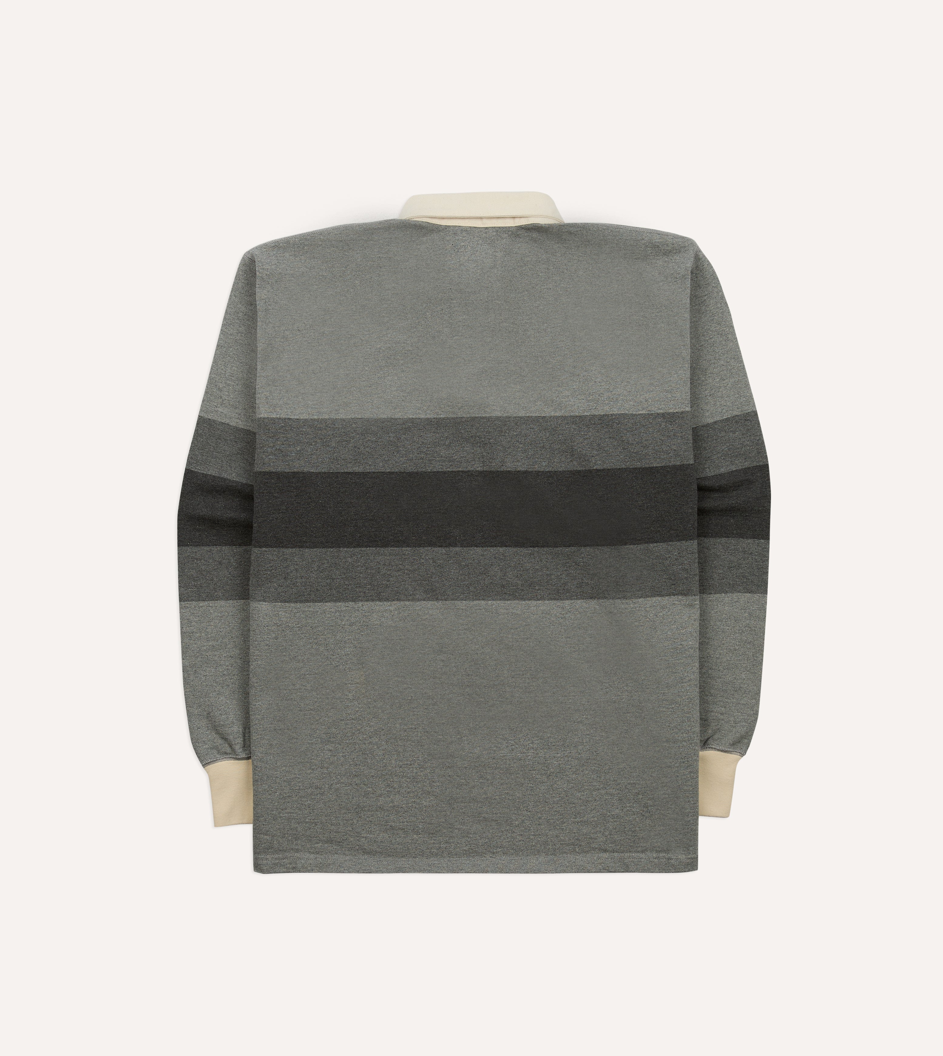 Grey Melange Centre Stripe Cotton Rugby Shirt – Drakes US