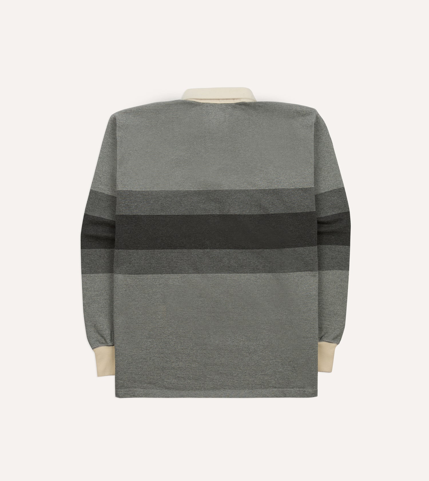 Grey Melange Centre Stripe Cotton Rugby Shirt