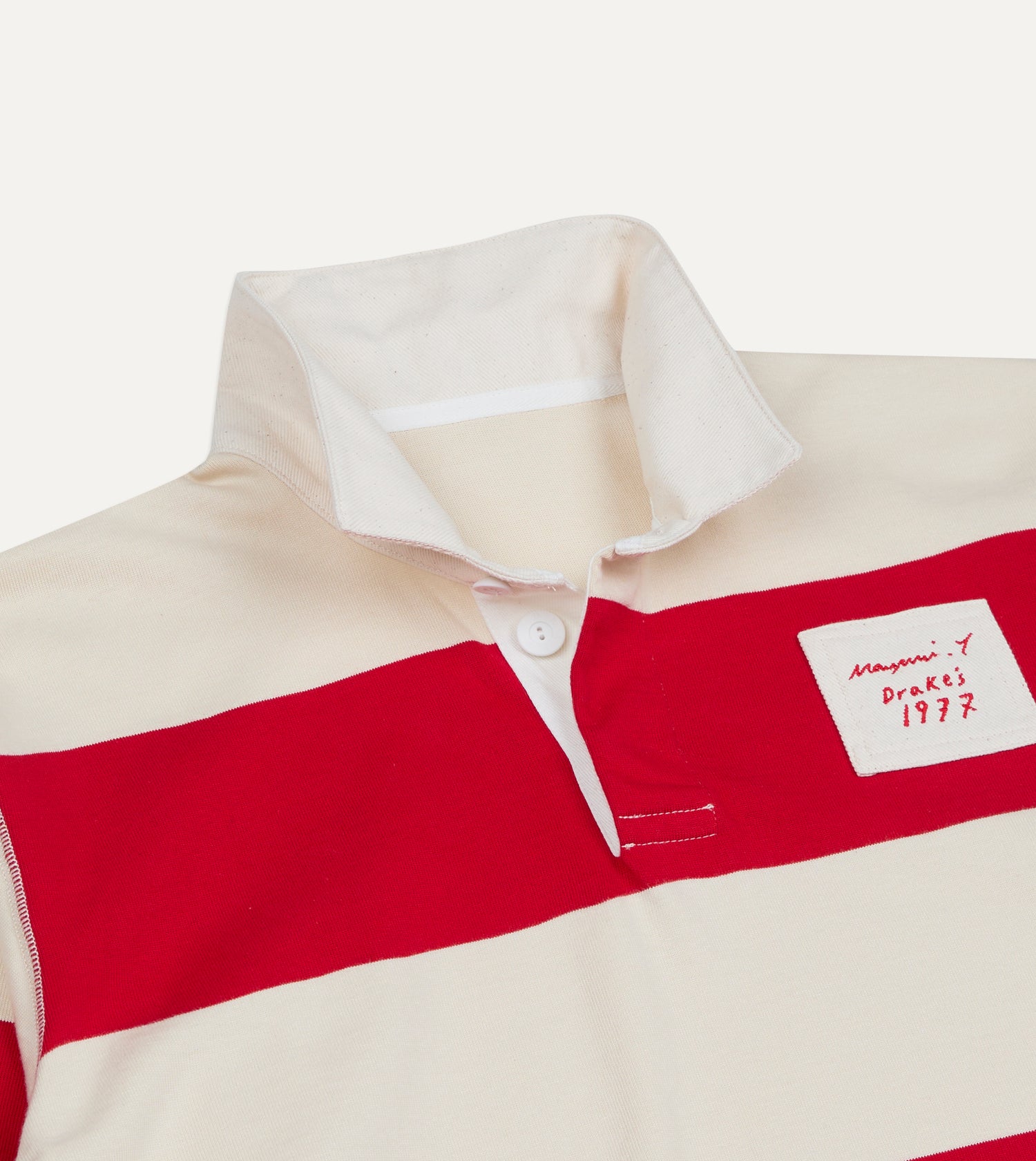 Mayumi Y. for Drake’s Stripe Cotton Embroidered Rugby Shirt