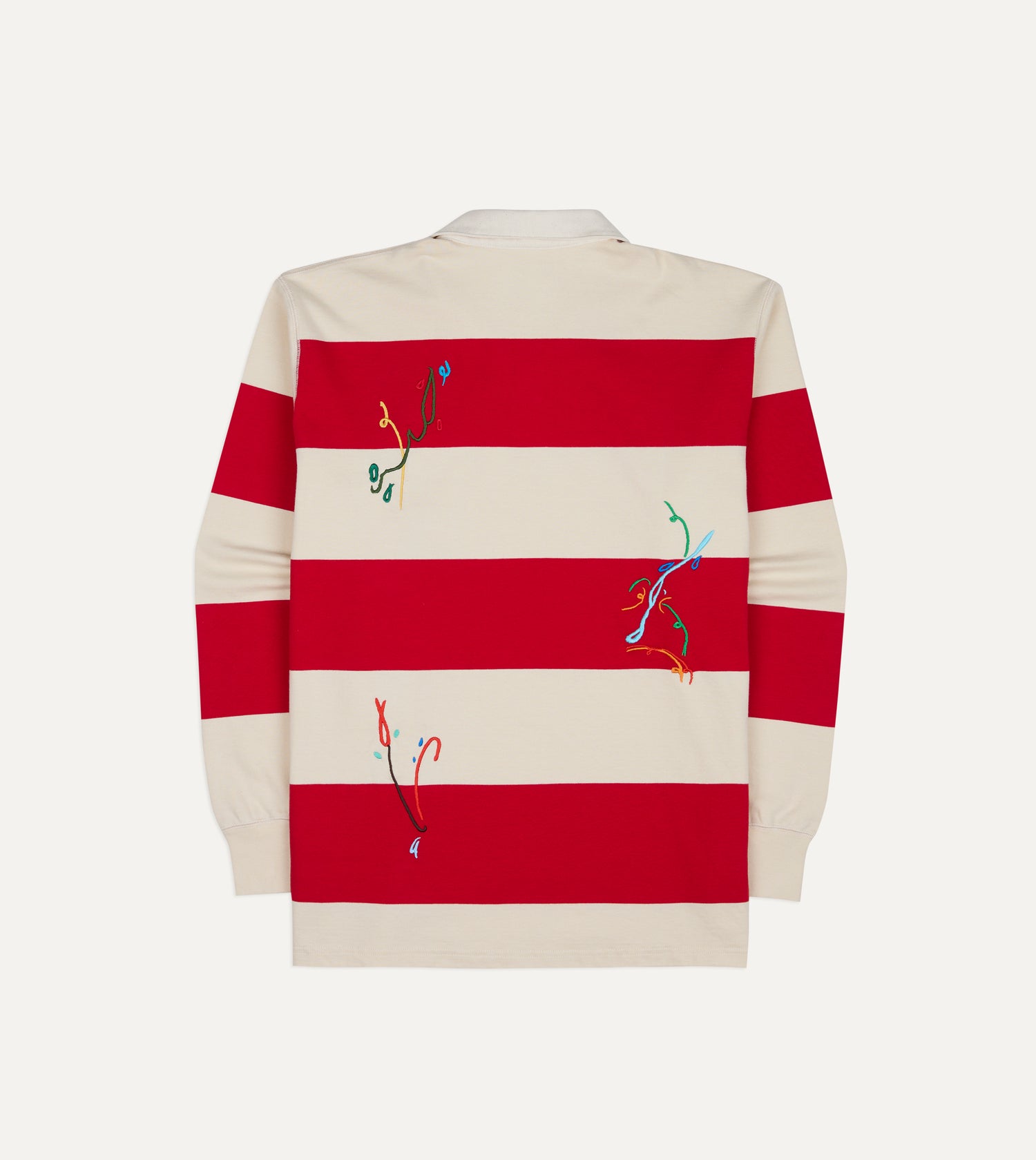 Mayumi Y. for Drake’s Stripe Cotton Embroidered Rugby Shirt